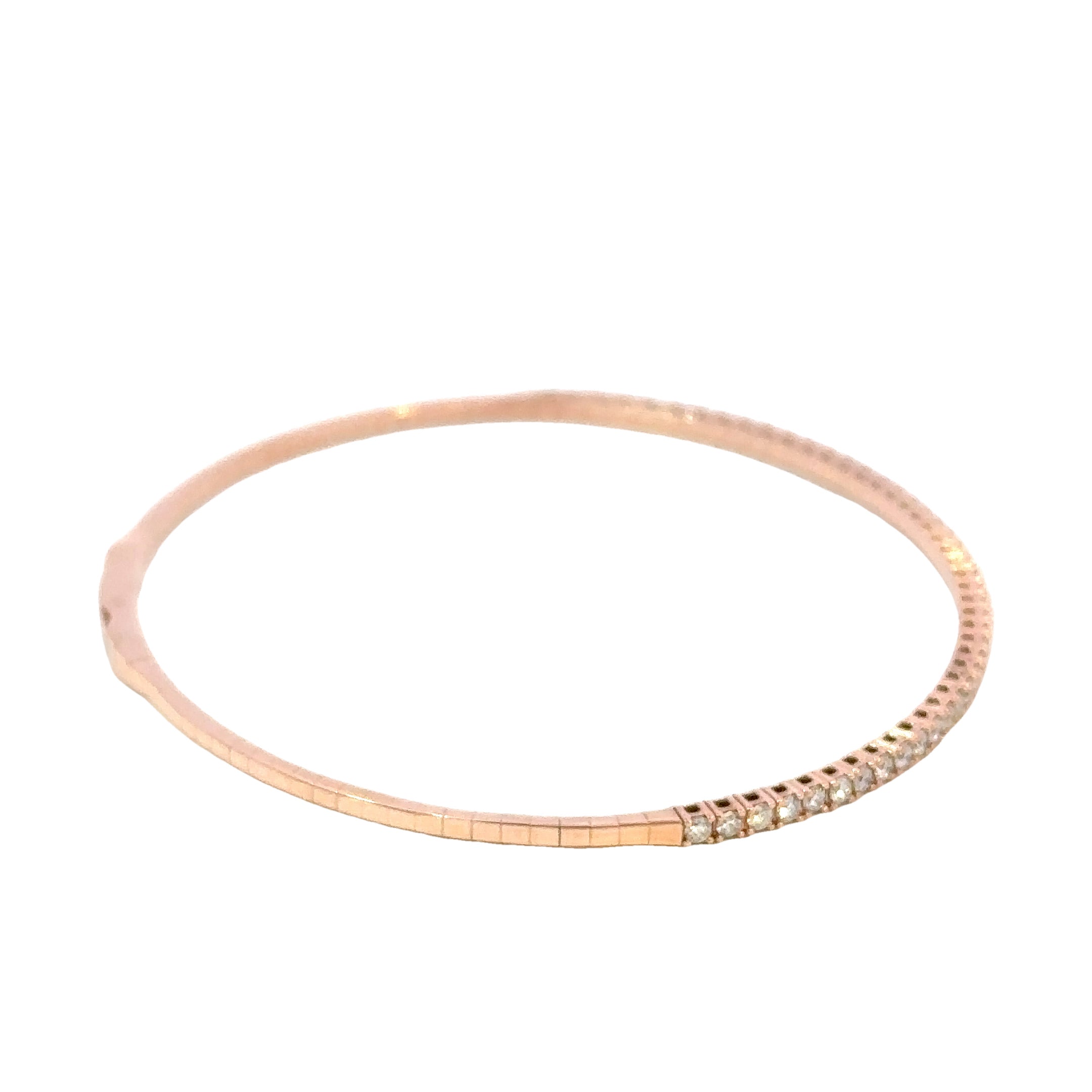 14K Rose Gold Diamond Flex Bangle Bracelet 1.00 Carat Total