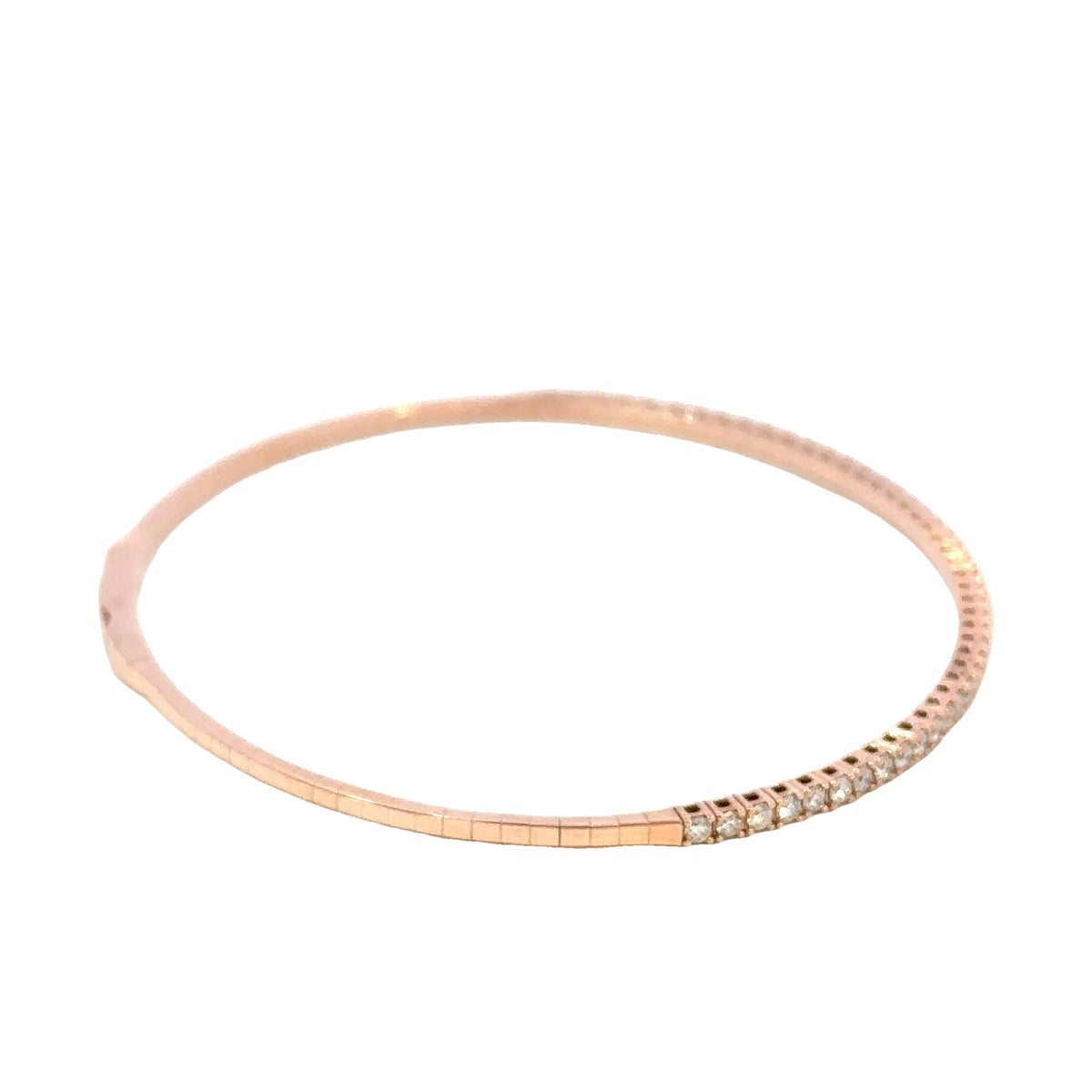 14K Rose Gold Diamond Flex Bangle Bracelet 1.00 Carat Total