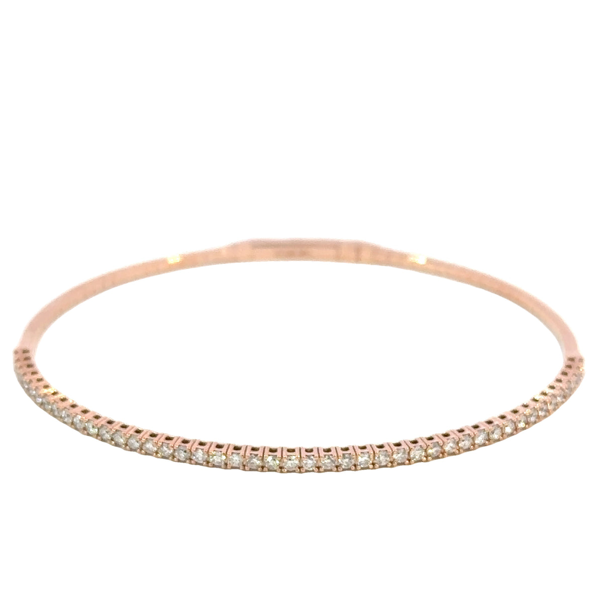 14K Rose Gold Diamond Flex Bangle Bracelet 1.00 Carat Total