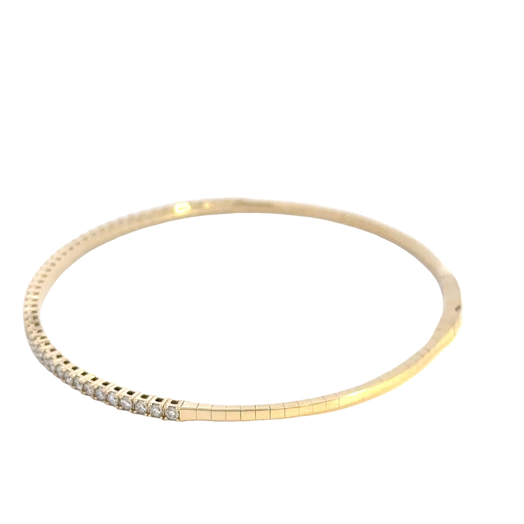 14K Yellow Gold Diamond Flex Bangle Bracelet 1.00 Carat Total