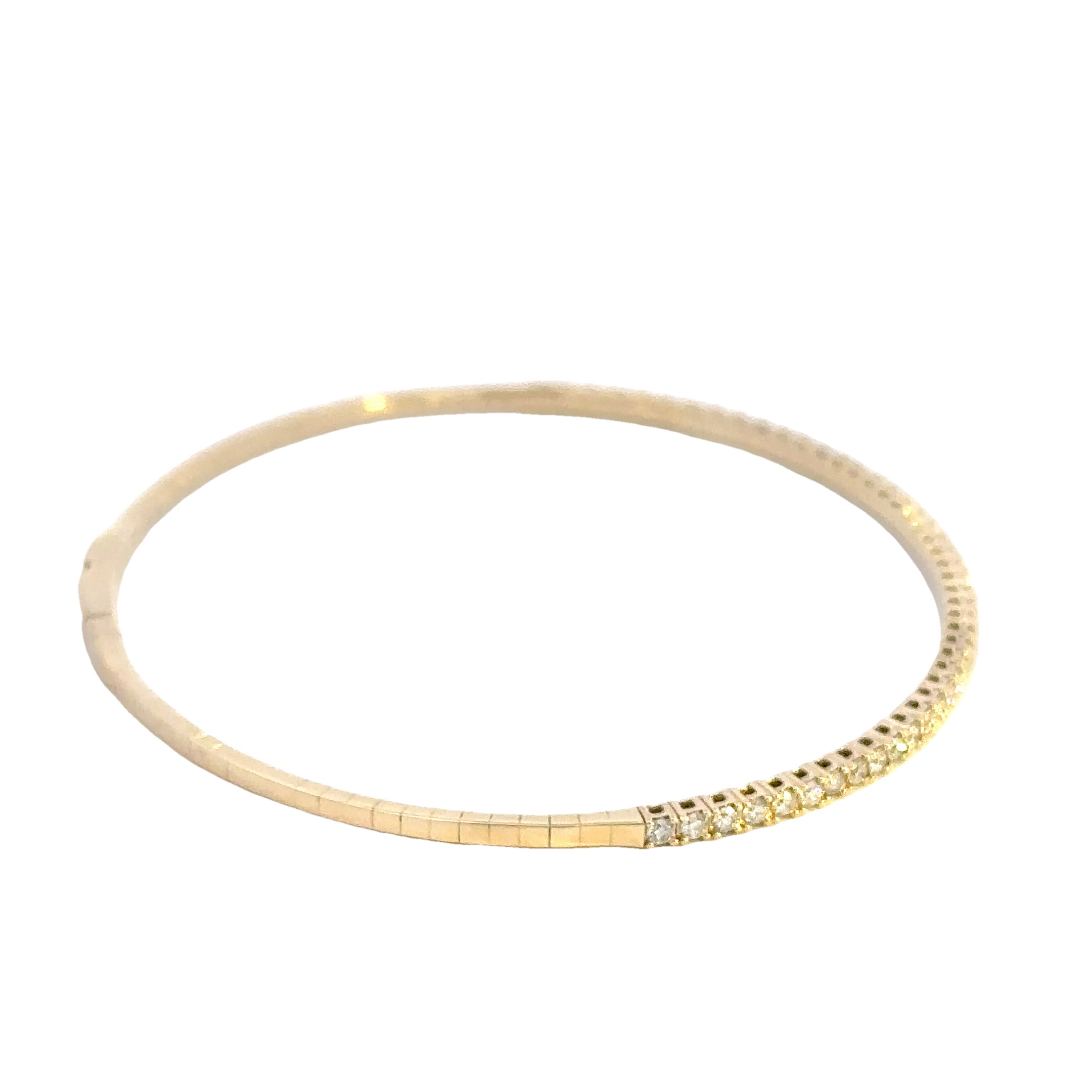 14K Yellow Gold Diamond Flex Bangle Bracelet 1.00 Carat Total
