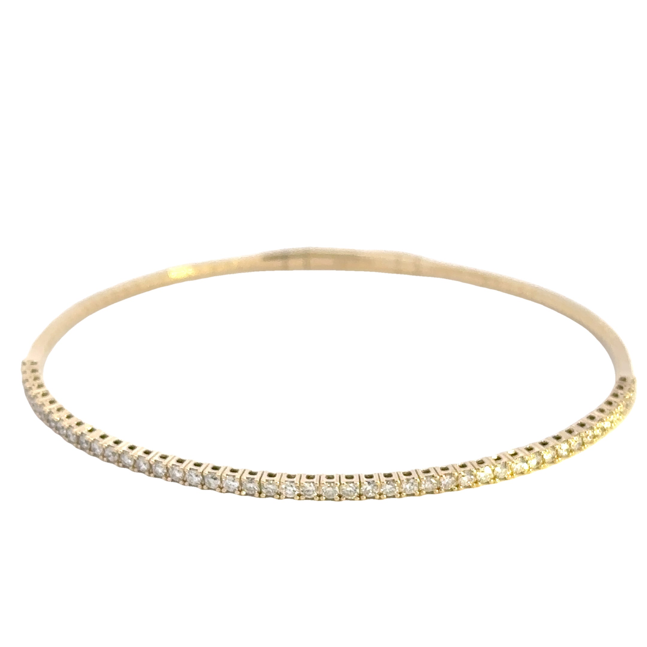 14K Yellow Gold Diamond Flex Bangle Bracelet 1.00 Carat Total
