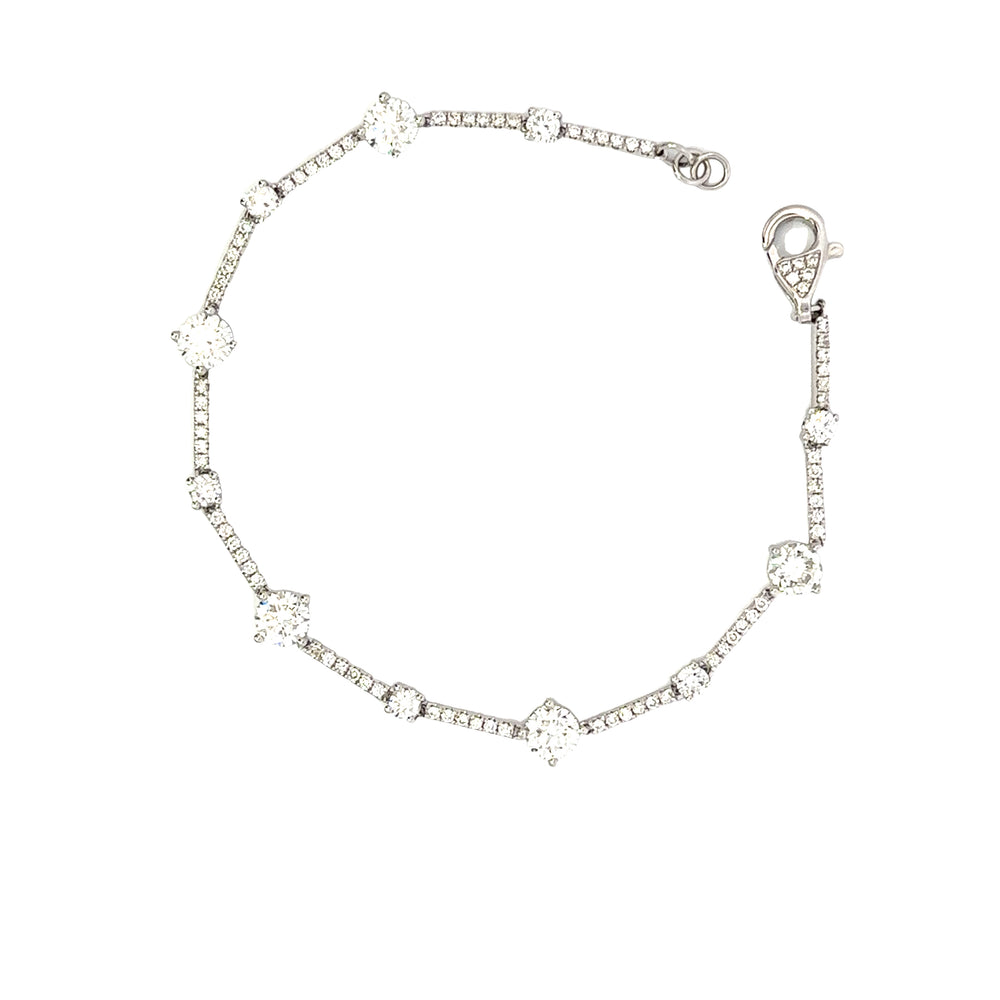 18K White Gold Diamond Bracelet with Diamond Lobster Clasp 3.75 Carat Total