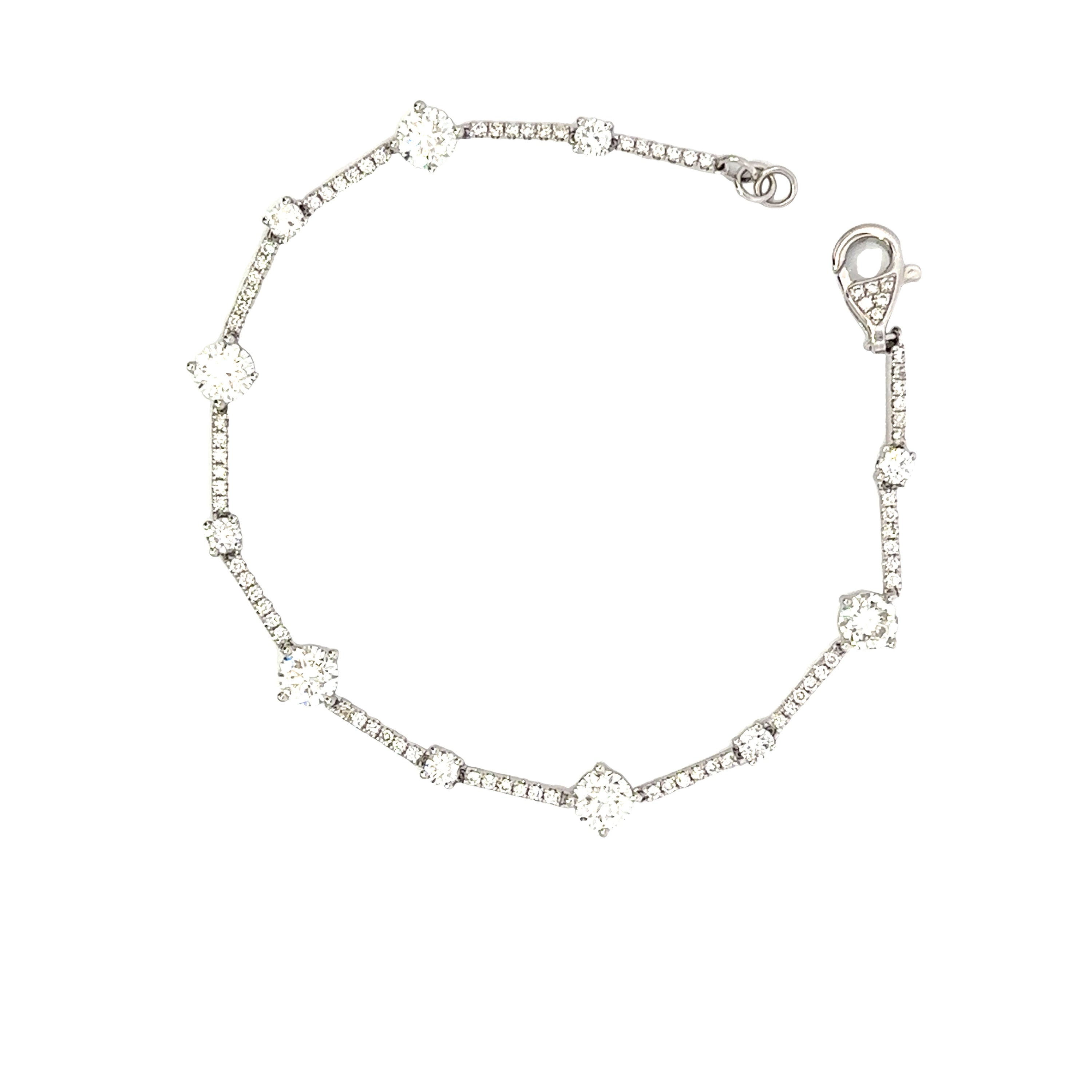 18K White Gold Diamond Bracelet with Diamond Lobster Clasp 3.75 Carat Total