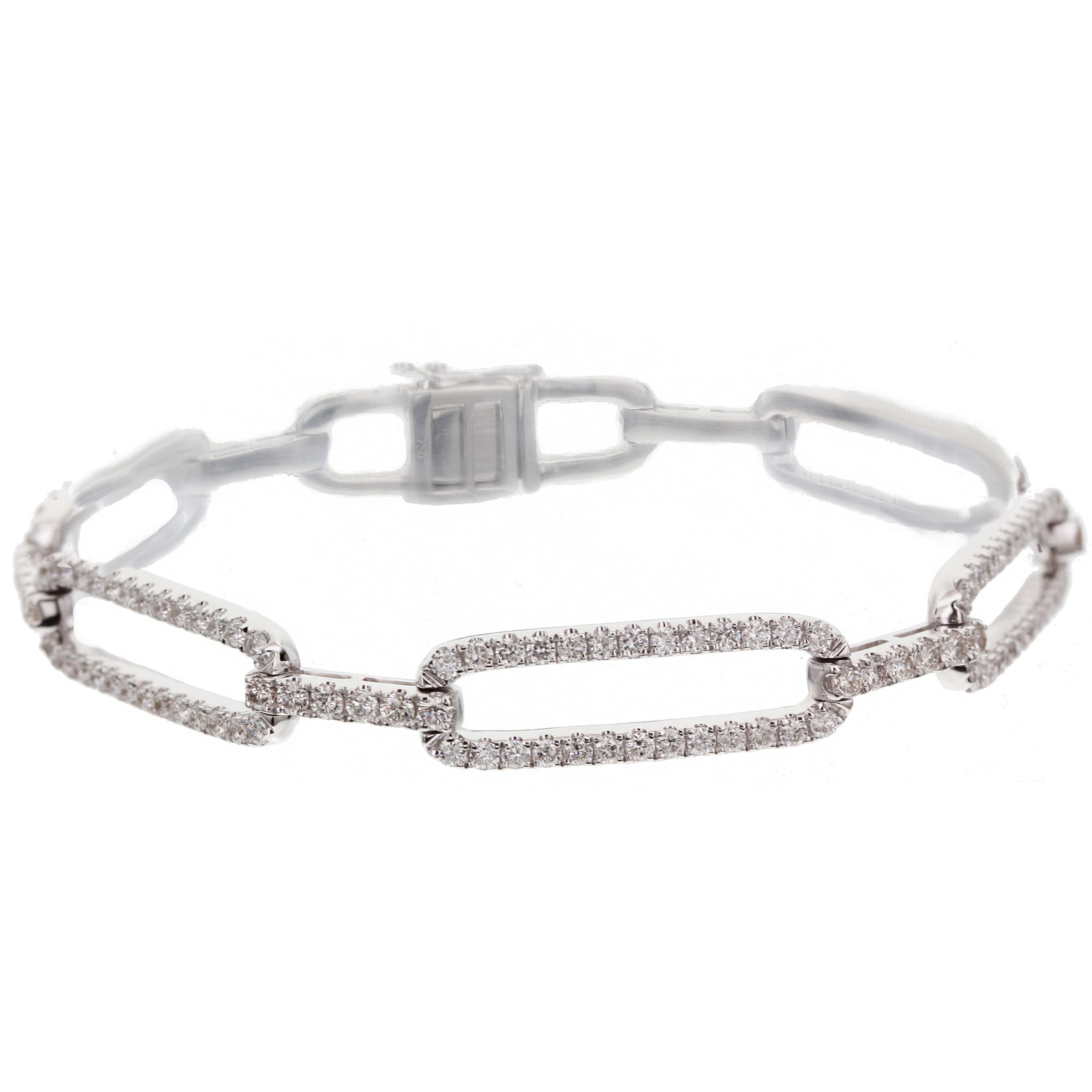 18K White Gold Diamond Link Bracelet 3.50 Carat 7"