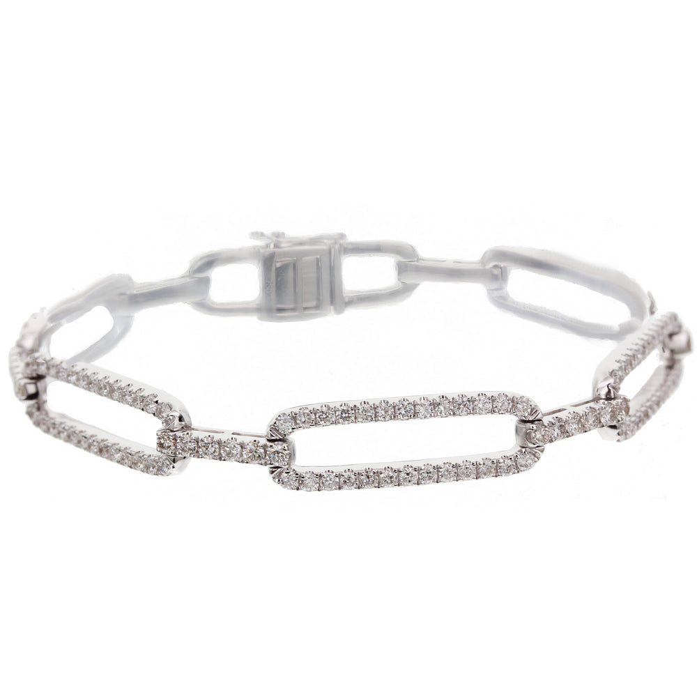 18K White Gold Diamond Link Bracelet 3.50 Carat 7"