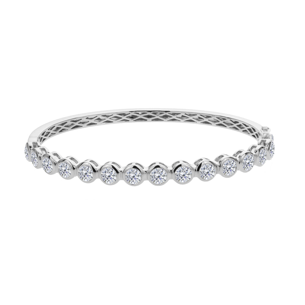 18K White Gold Diamond Bangle Bracelet 4.25 Carat VS