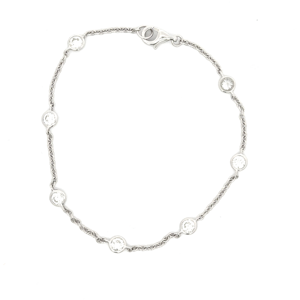 18K White Gold Diamonds by the Yard Bracelet 1.00 Carat – Bezel Set Diamond Bracelet