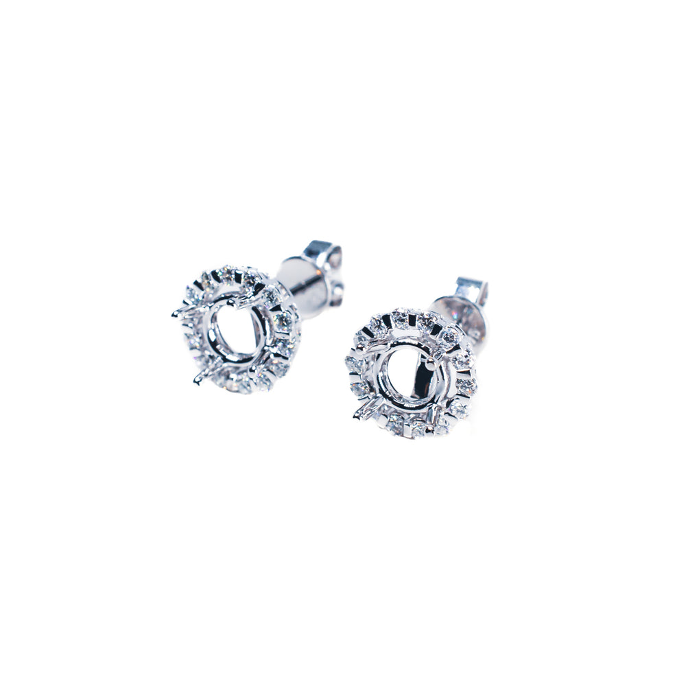 14kt White Gold Semi Mount Earrings with Diamond Halo