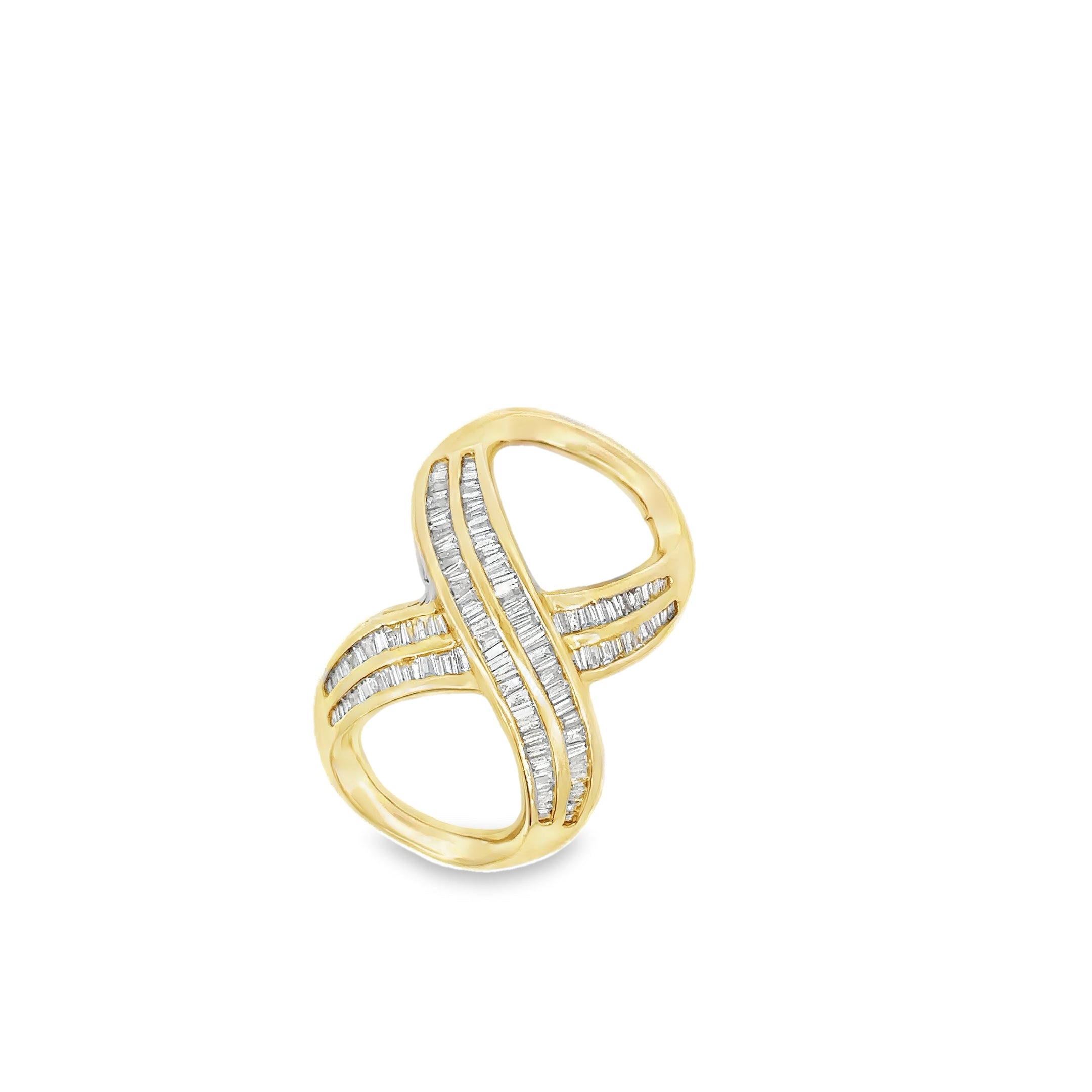 14k Yellow Gold Baguette Cut Diamond Infinity Pendant Approx 4.50cts