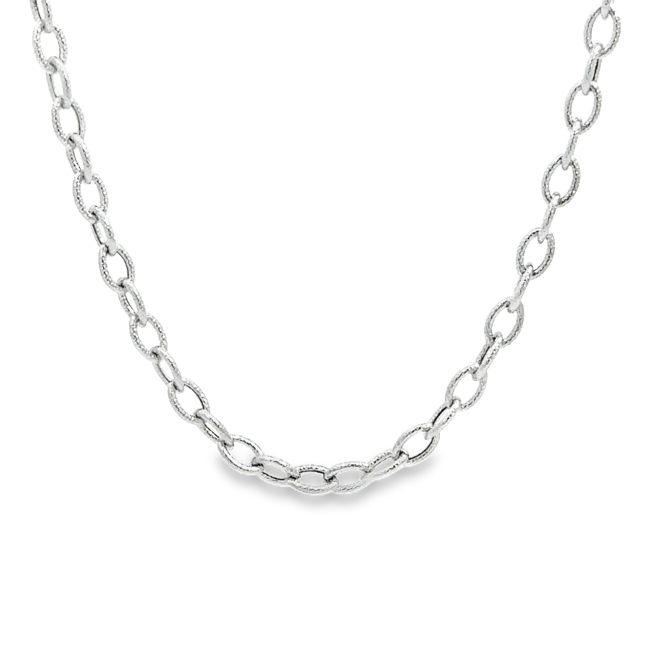 14k white gold open link textu