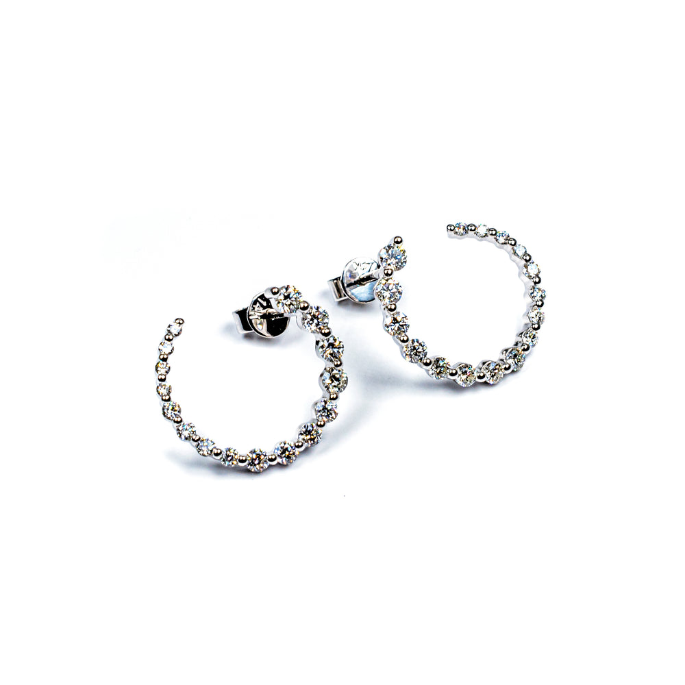 14kt White Gold Crescent Shape Diamond Earrings