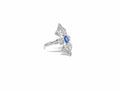 18kt White Gold Nemati Design Filigree Style Diamond and Sapphire Fashion Ring
