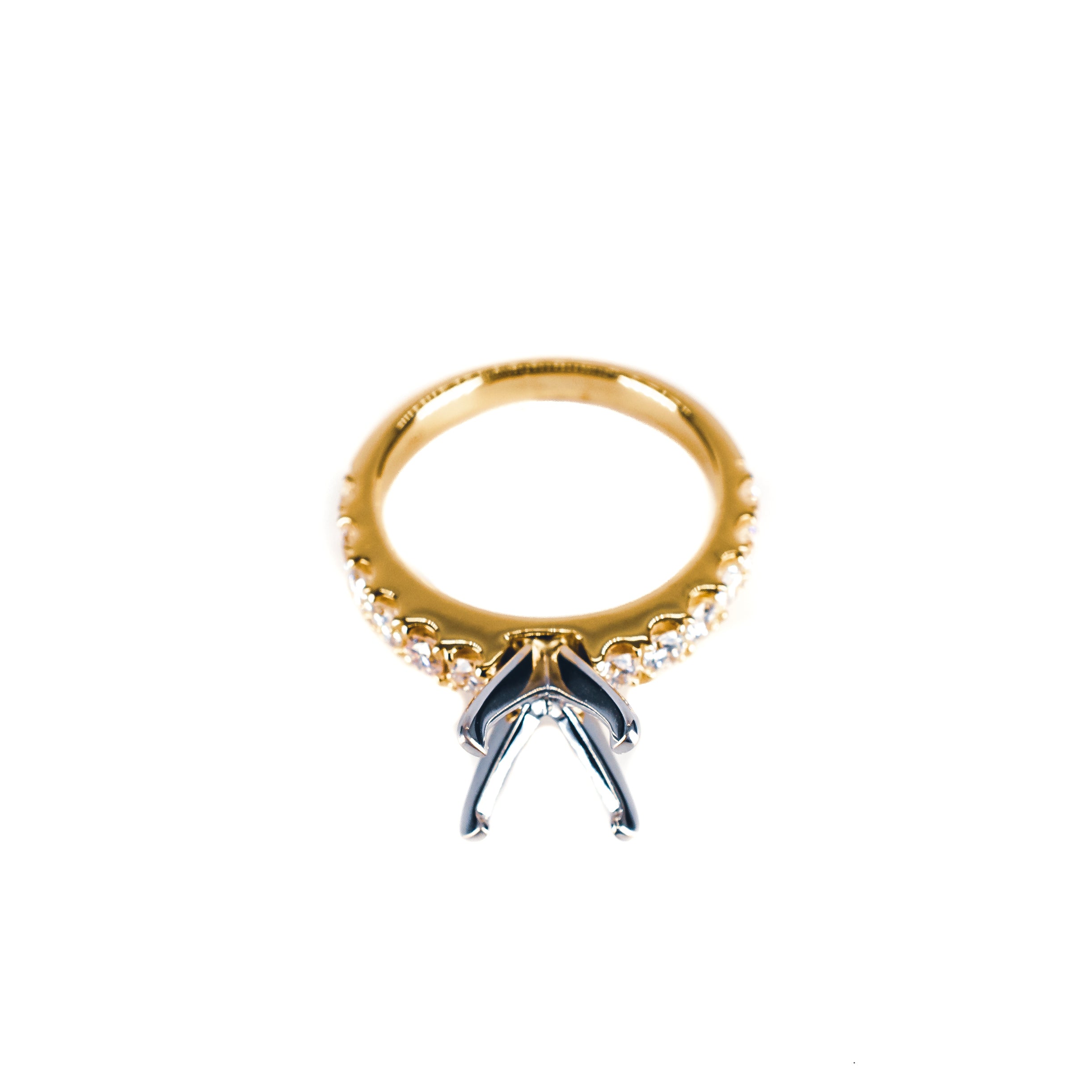 18kt Two Tone Gold Semi Mount Diamond Engagement Ring