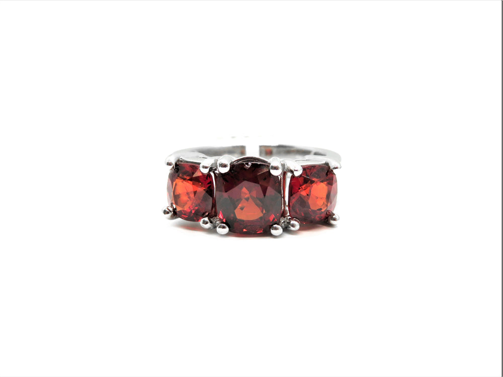 Platinum Three-Stone Red Spinel Ring – 5.03 Carats