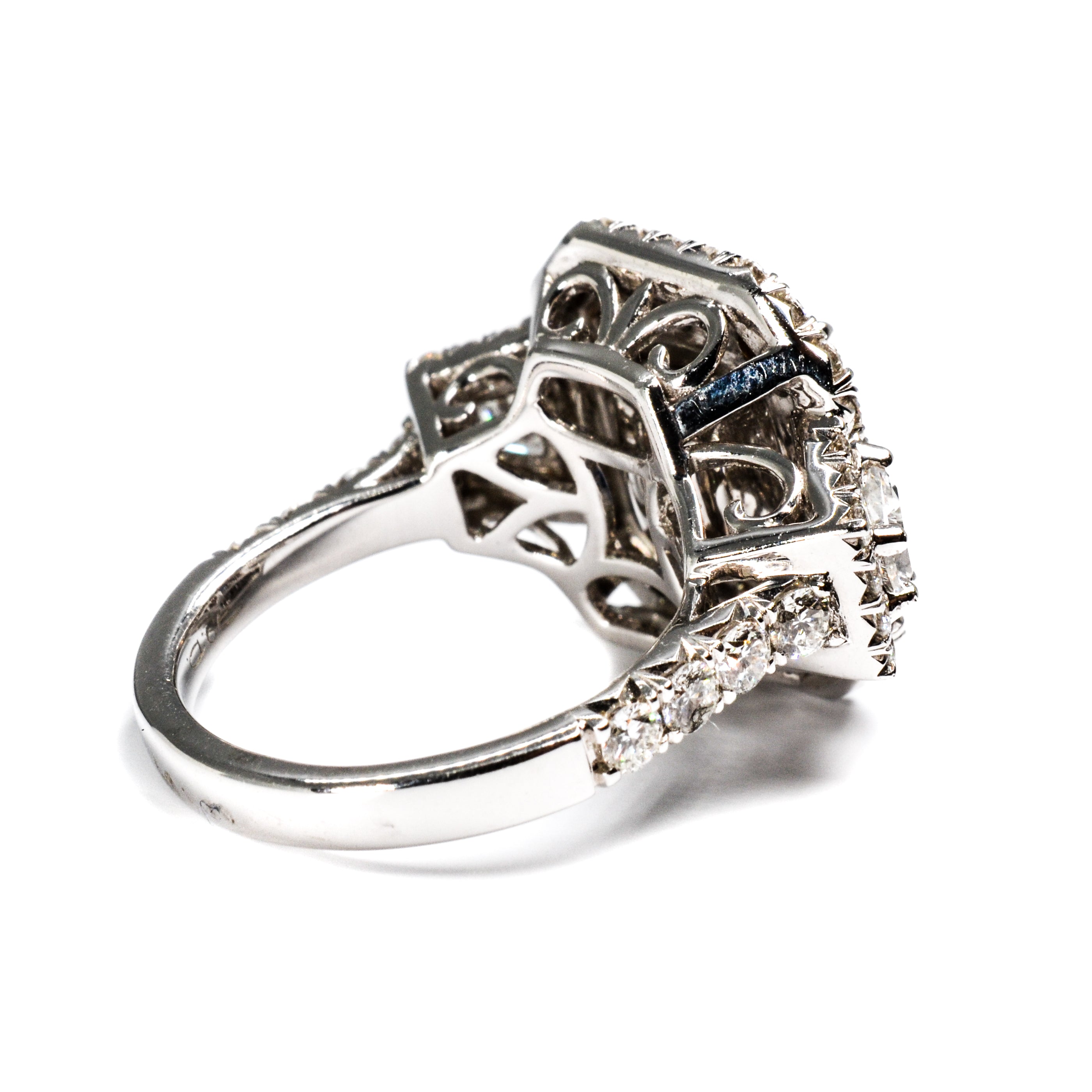 18K White Gold GIA Certified Sapphire & Diamond Halo Ring