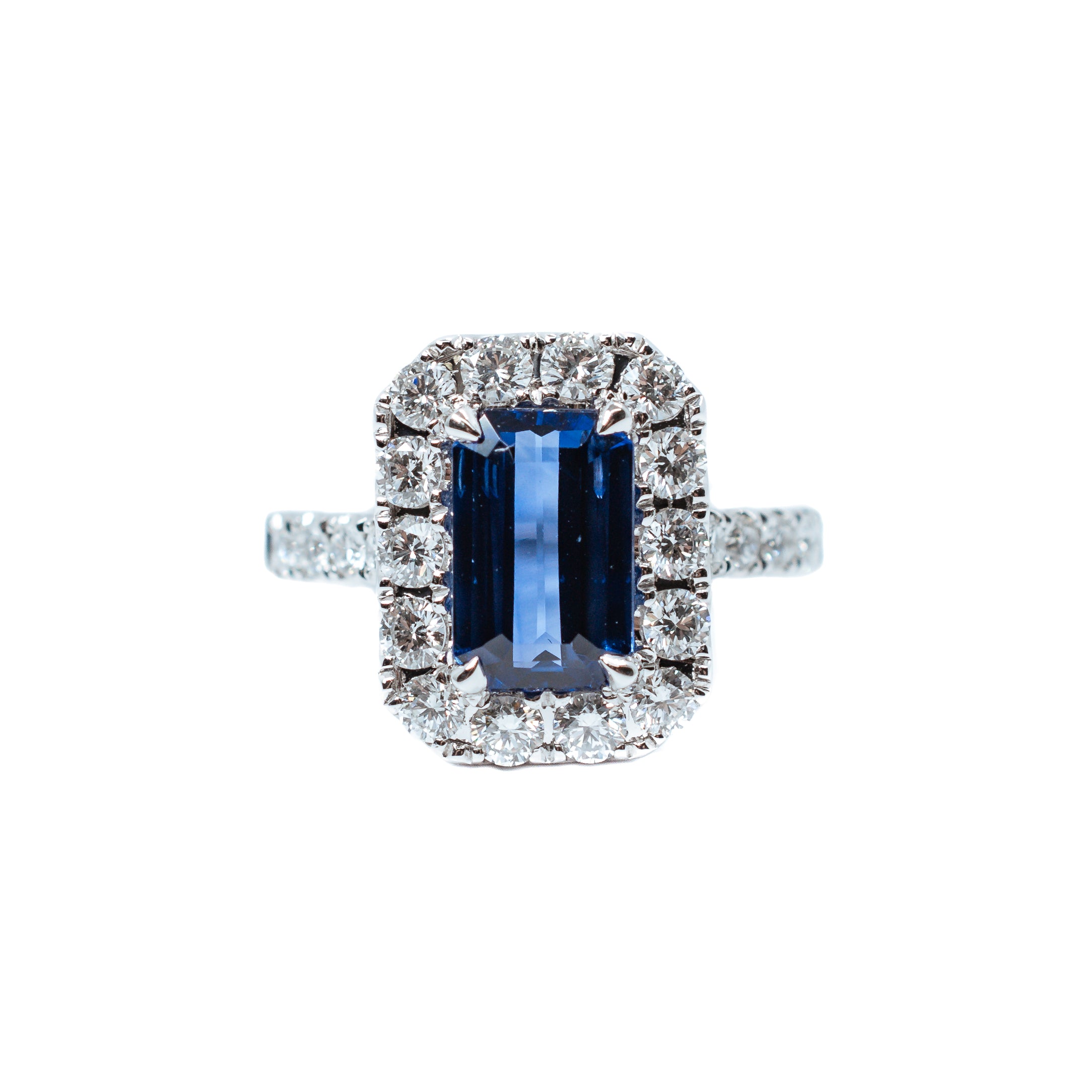 Platinum Sapphire & Diamond Halo Ring 2.52ct Sapphire GIA