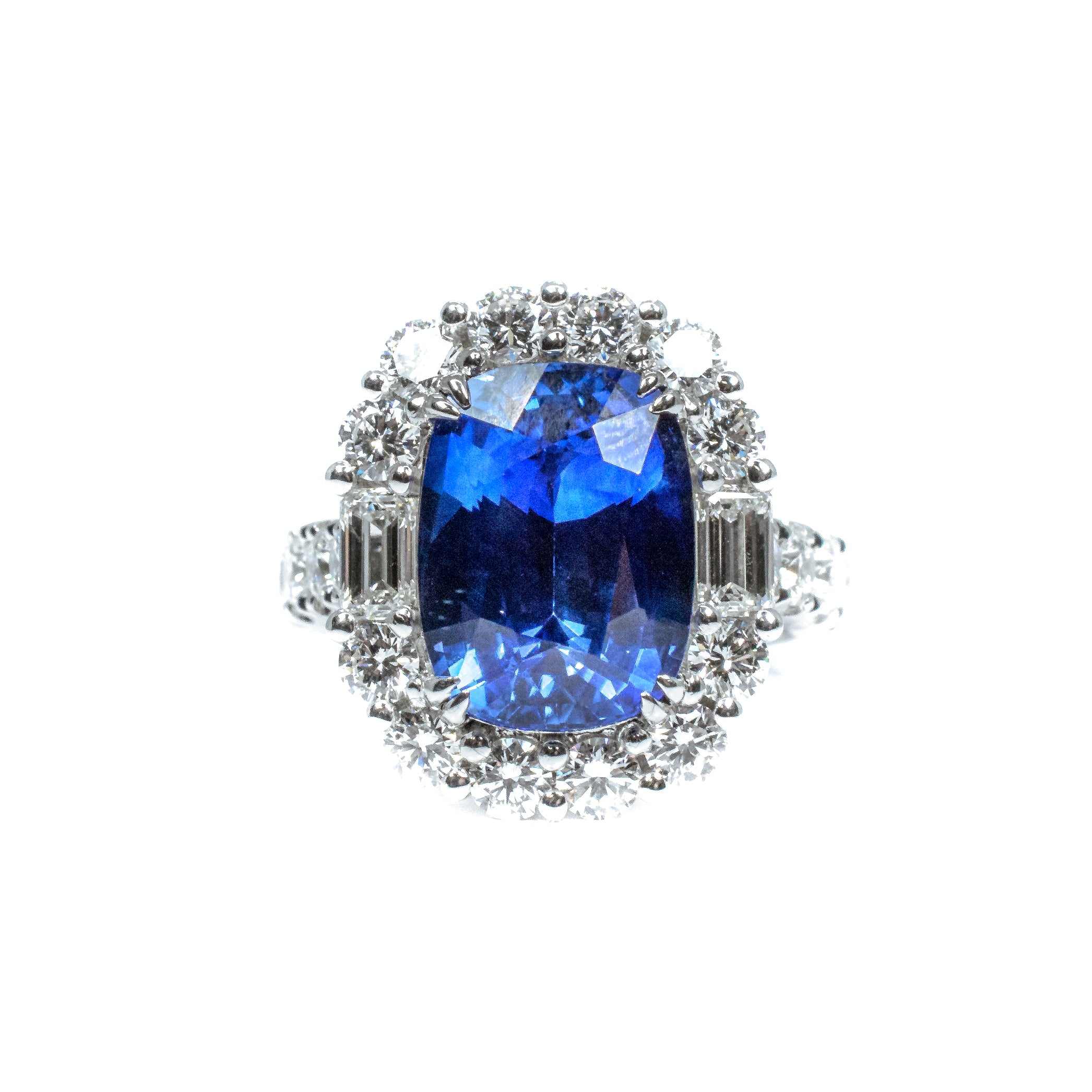 Platinum GIA Certified 7.50 Carat Sapphire & 2.60 Carat Diamond Ring