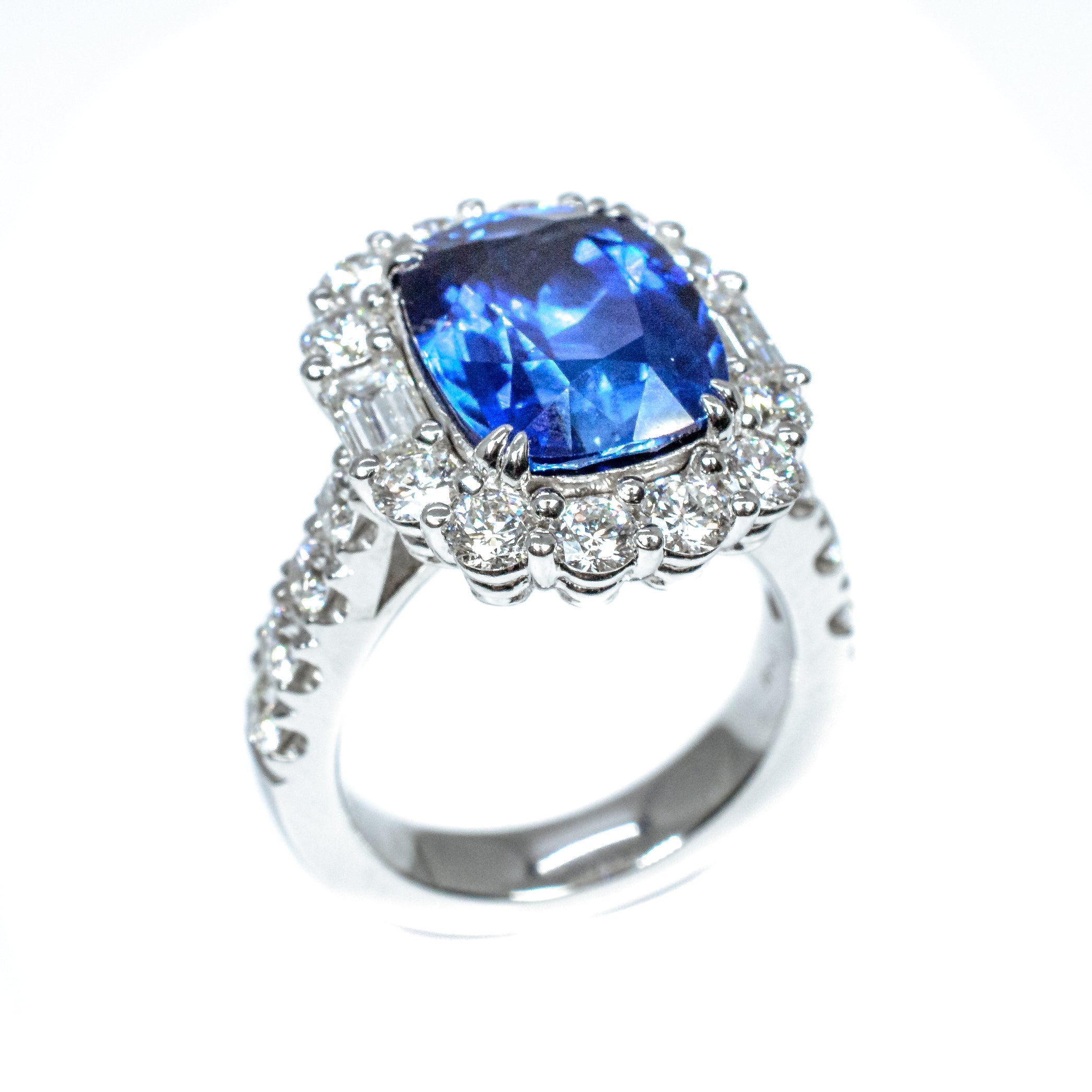 Platinum GIA Certified 7.50 Carat Sapphire & 2.60 Carat Diamond Ring