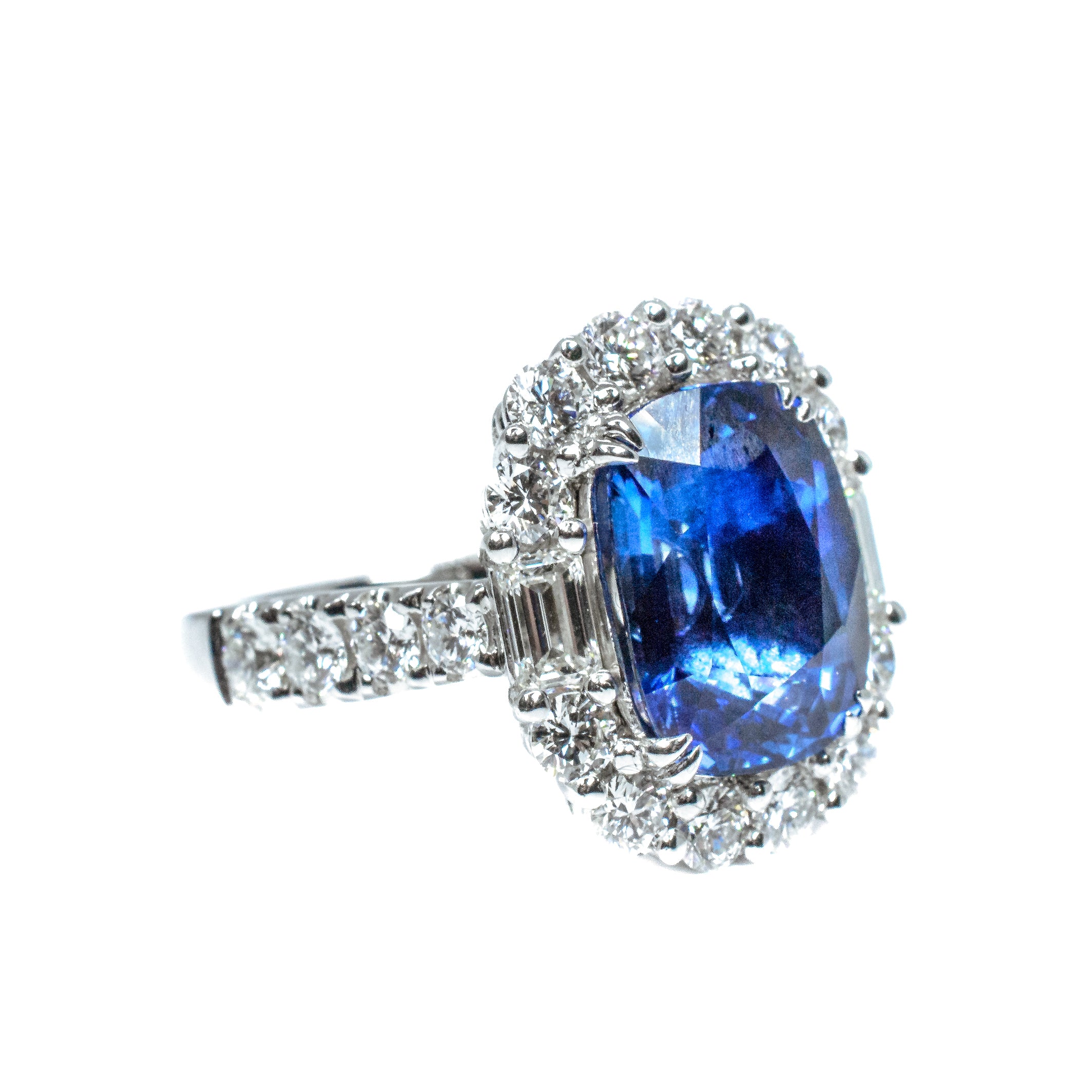 Platinum GIA Certified 7.50 Carat Sapphire & 2.60 Carat Diamond Ring