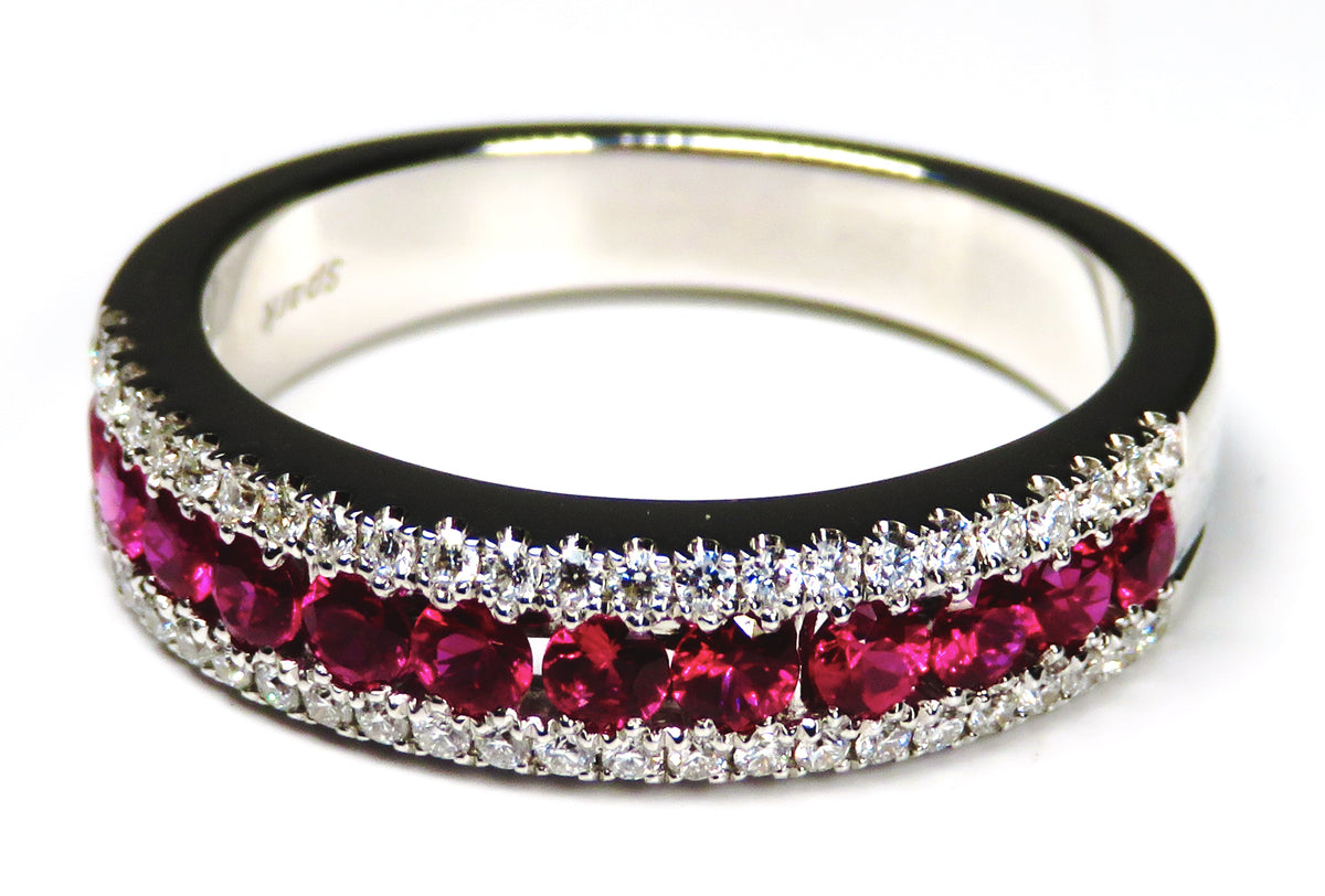 18K White Gold Ruby & Diamond Ring