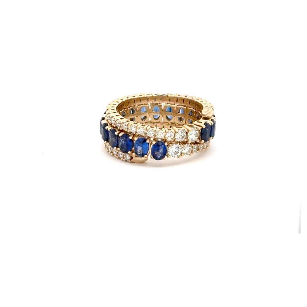 14K Yellow Gold Blue Sapphire & Diamond Flex Ring