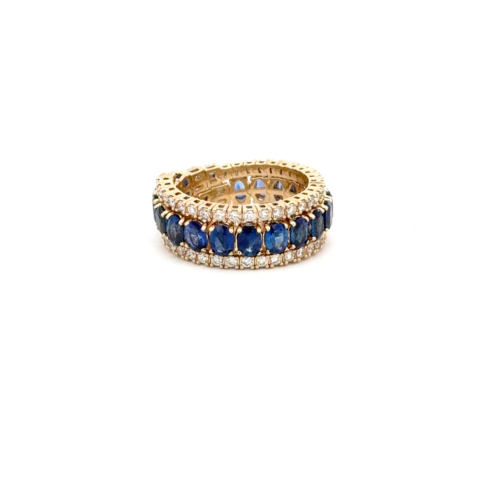 14K Yellow Gold Blue Sapphire & Diamond Flex Ring