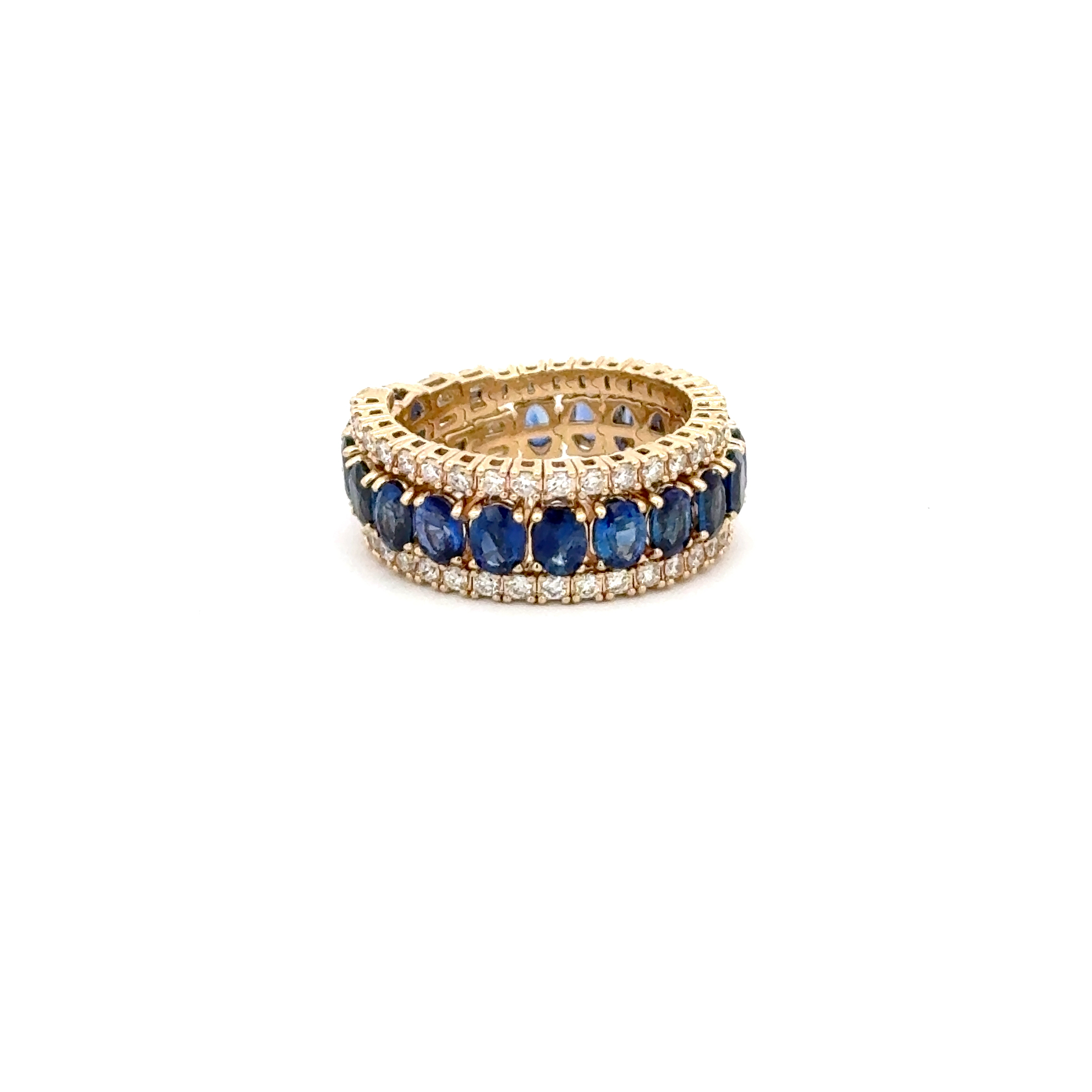 14K Yellow Gold Blue Sapphire & Diamond Flex Ring