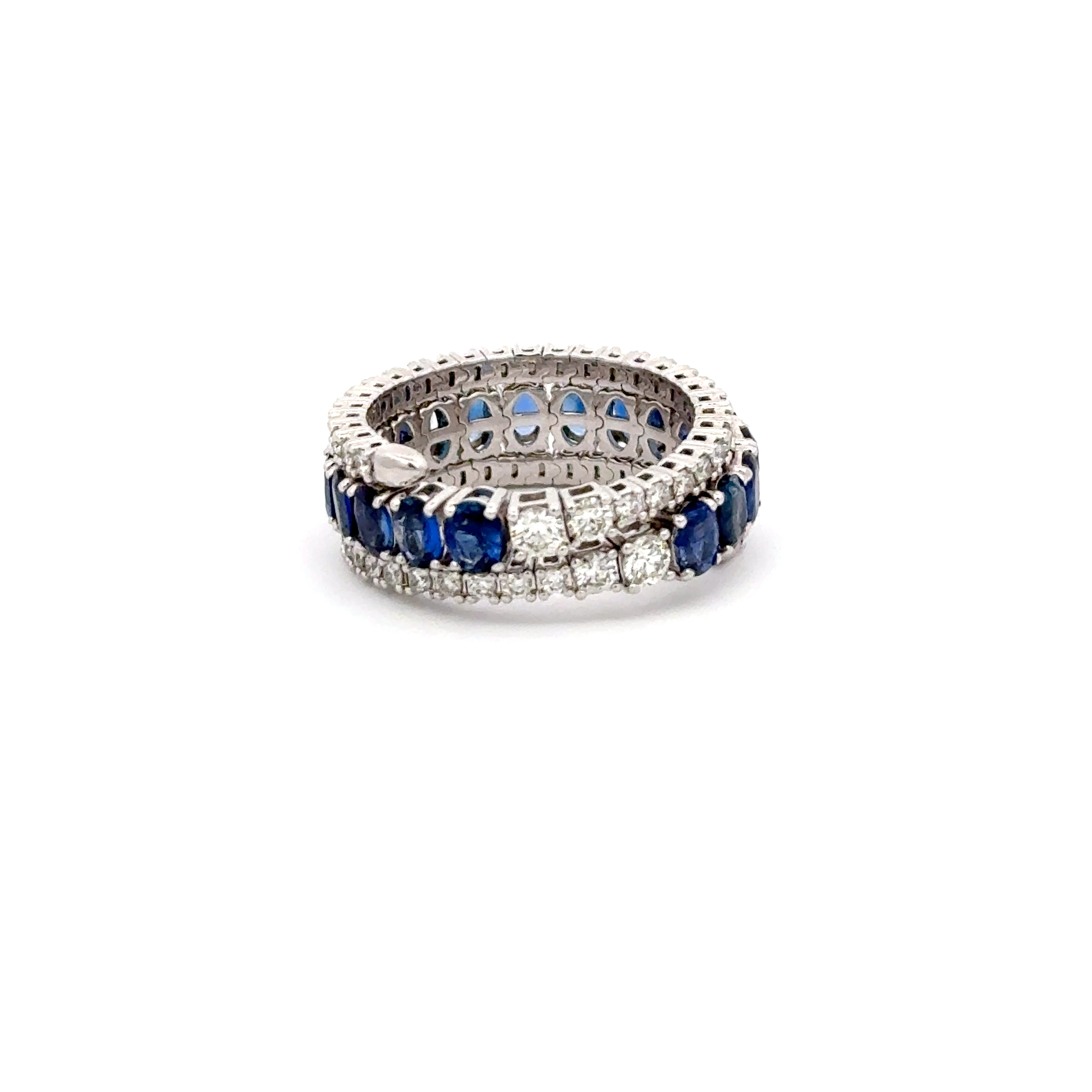 14K White Gold Blue Sapphire & Diamond Flex Ring