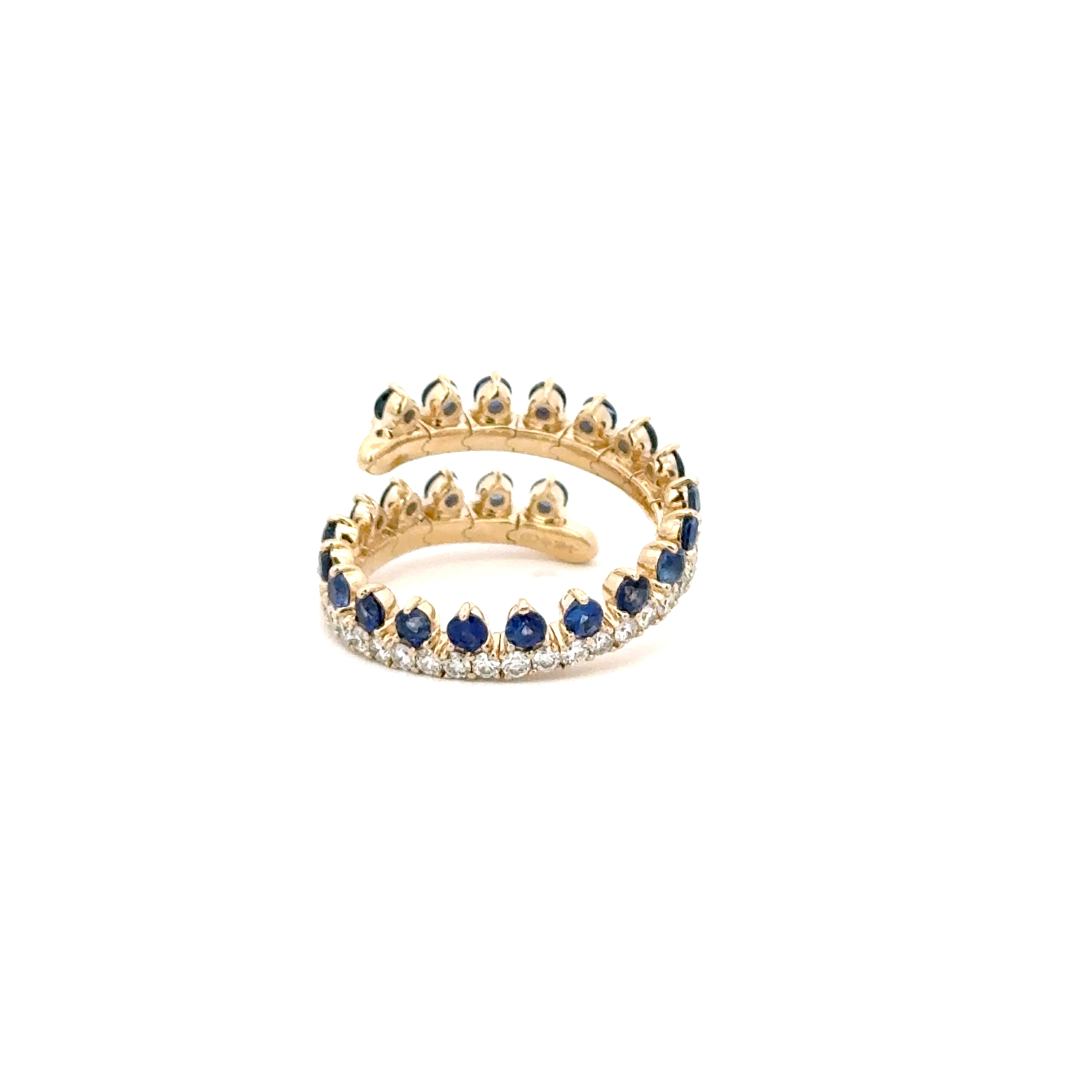 14K Yellow Gold Blue Sapphire & Diamond Flex Ring