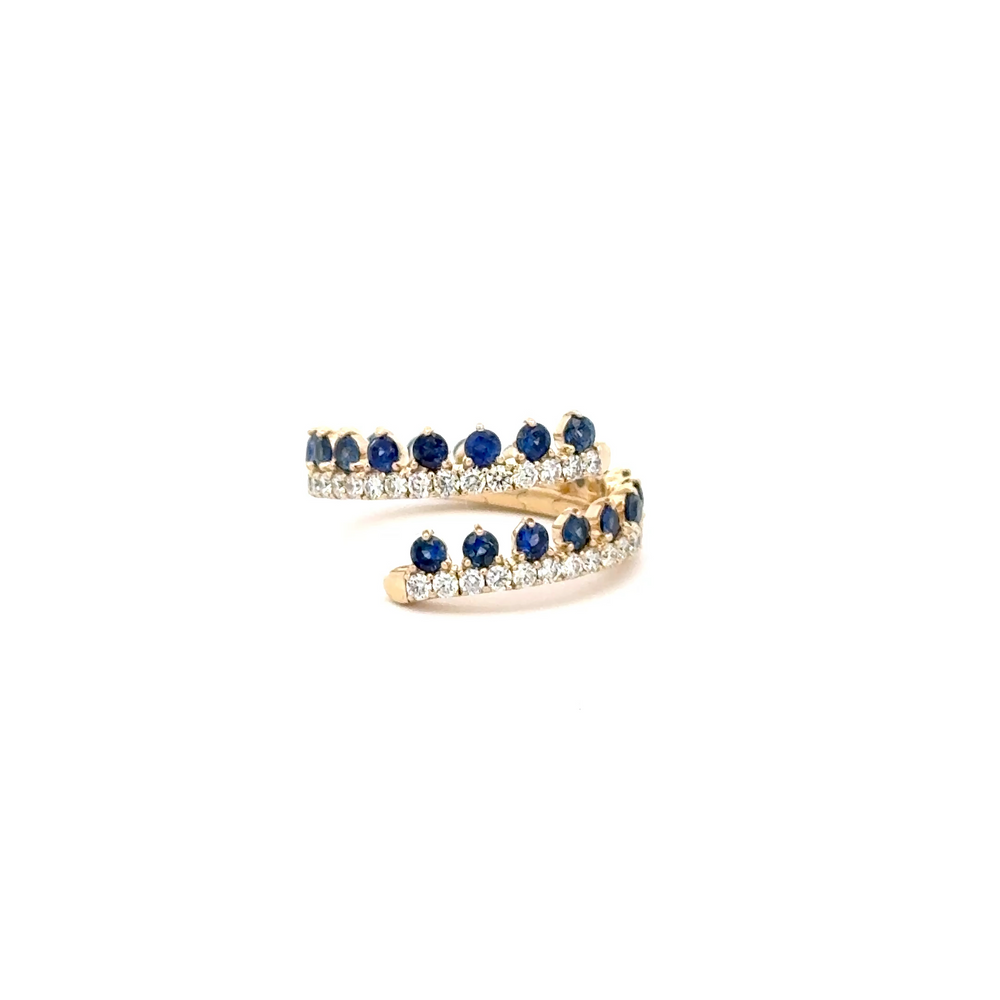 14K Yellow Gold Blue Sapphire & Diamond Flex Ring