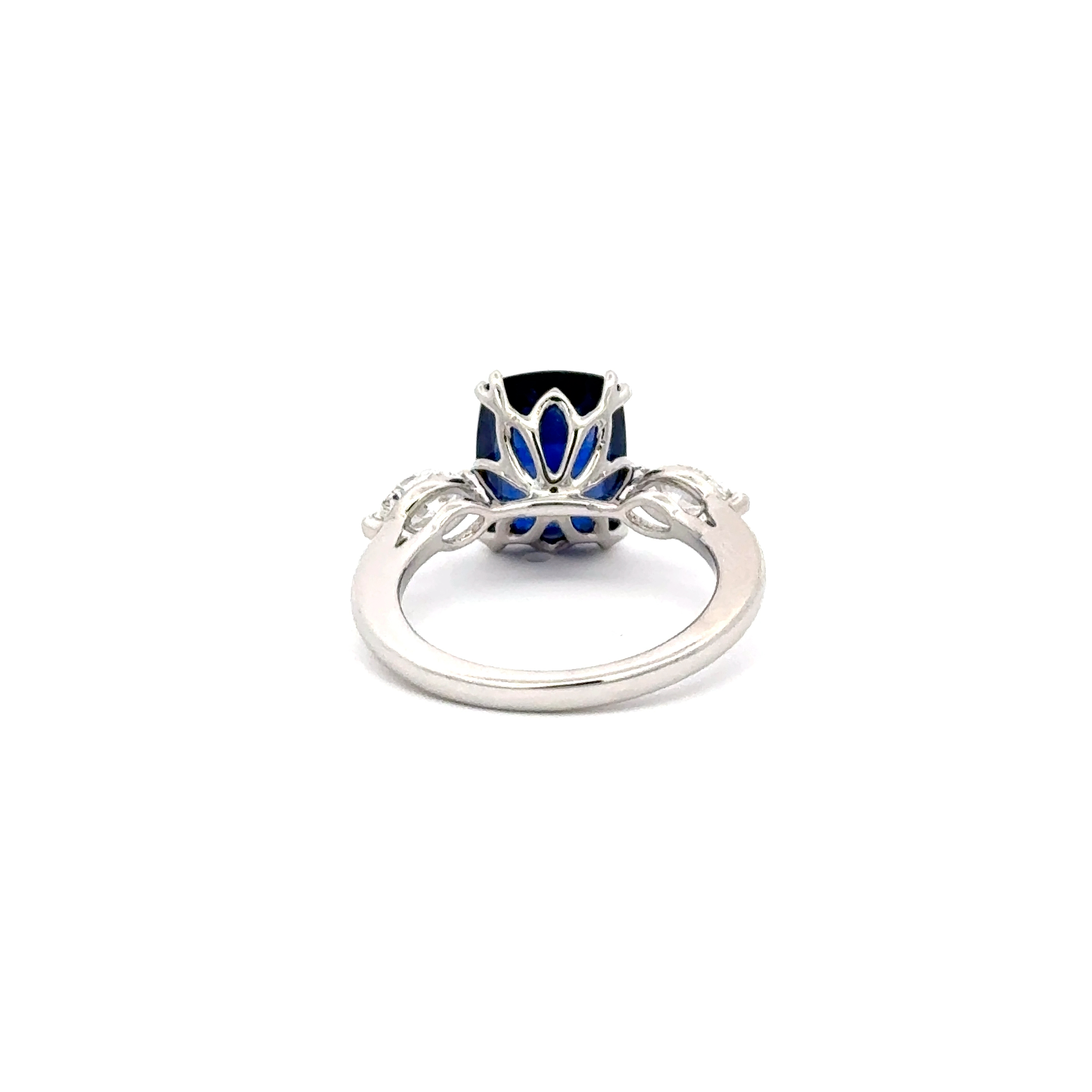 Platinum Cushion Cut Sapphire & Diamond Ring 5.17ct GIA