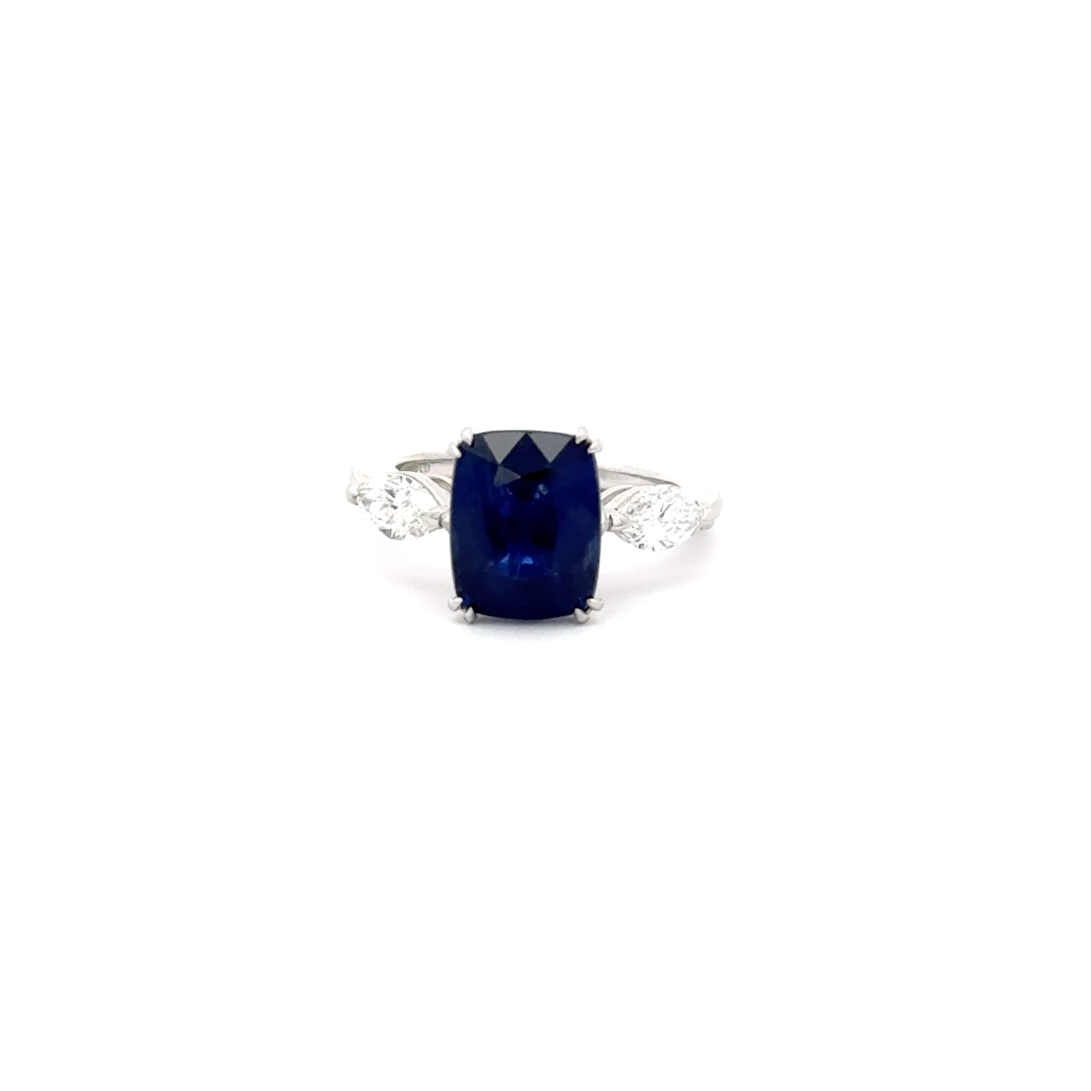 Platinum Cushion Cut Sapphire & Diamond Ring 5.17ct GIA