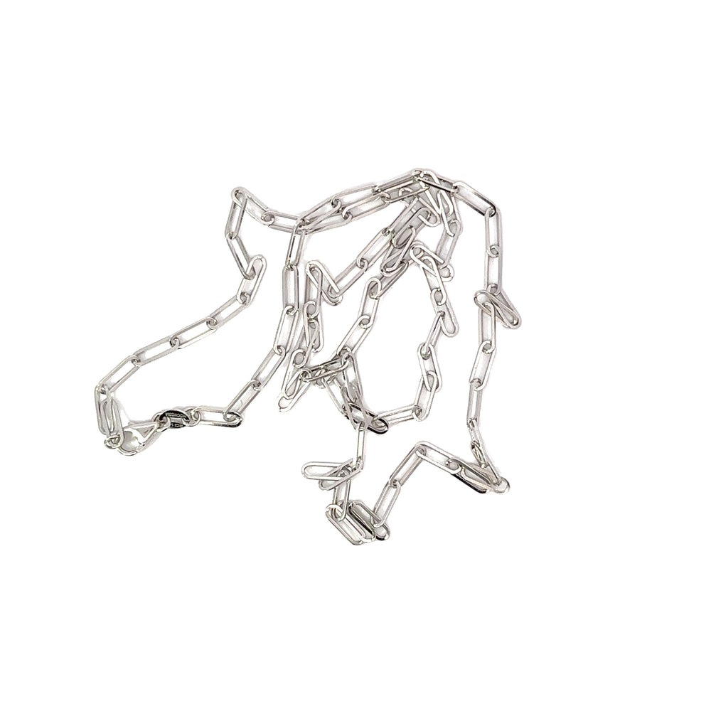 14K White Gold Flat Oval Link Necklace 20 Inch