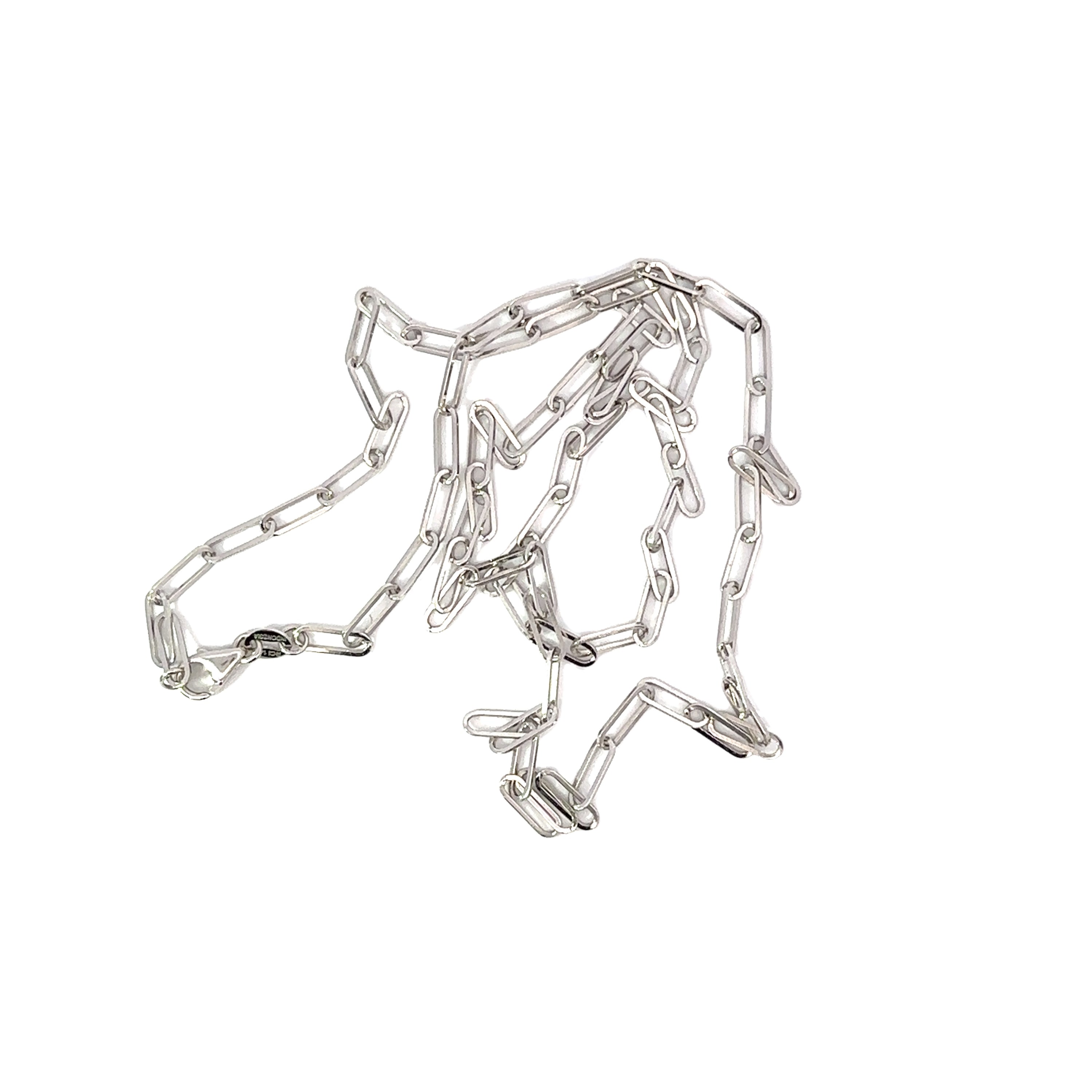 14K White Gold Flat Oval Link Necklace 20 Inch