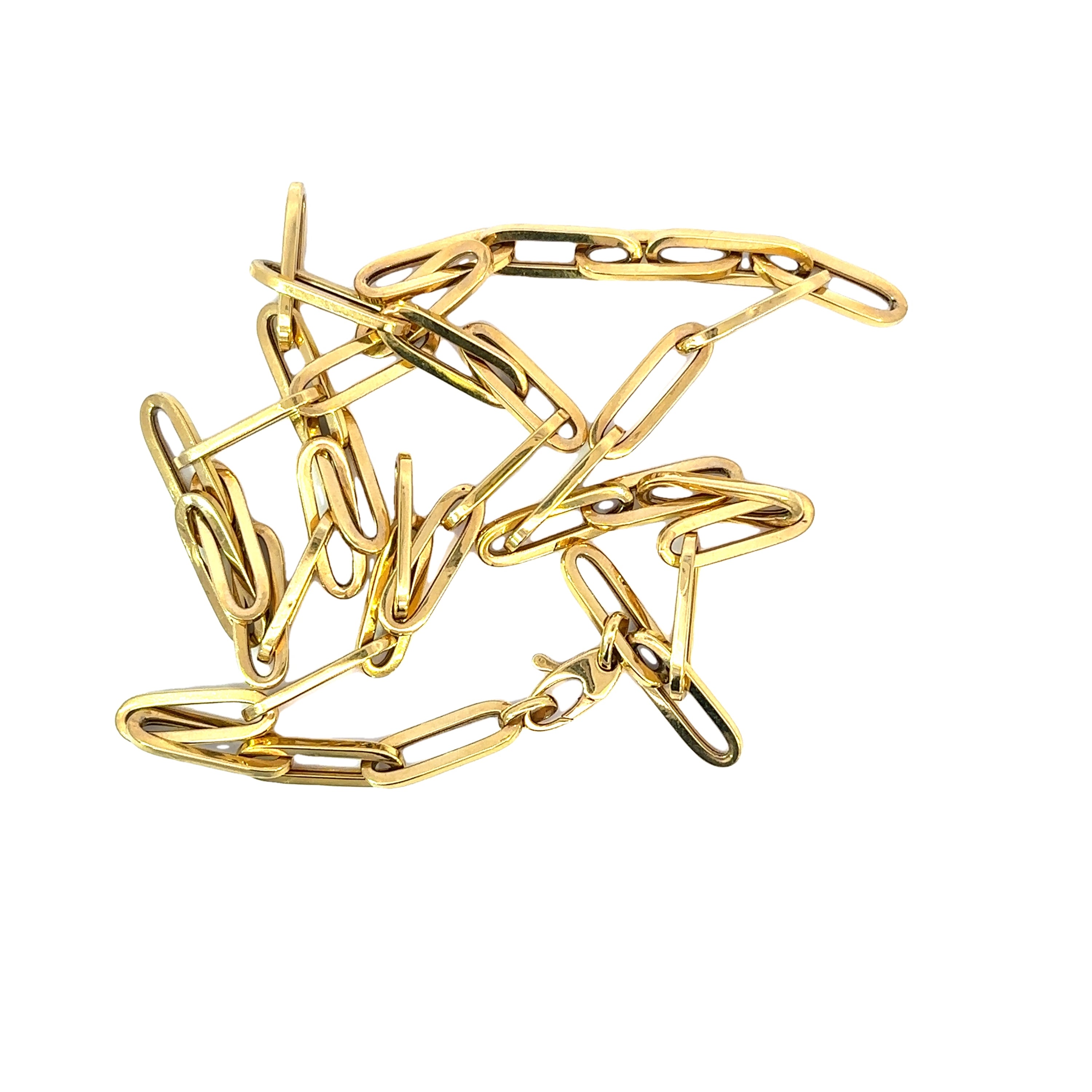 14K Yellow Gold Hollow Flat Oval Link Necklace 24 Inch
