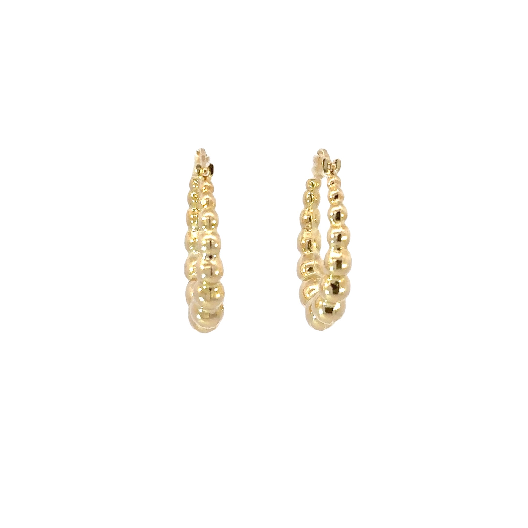 14K Yellow Gold Graduated Scalloped Hoop Earrings