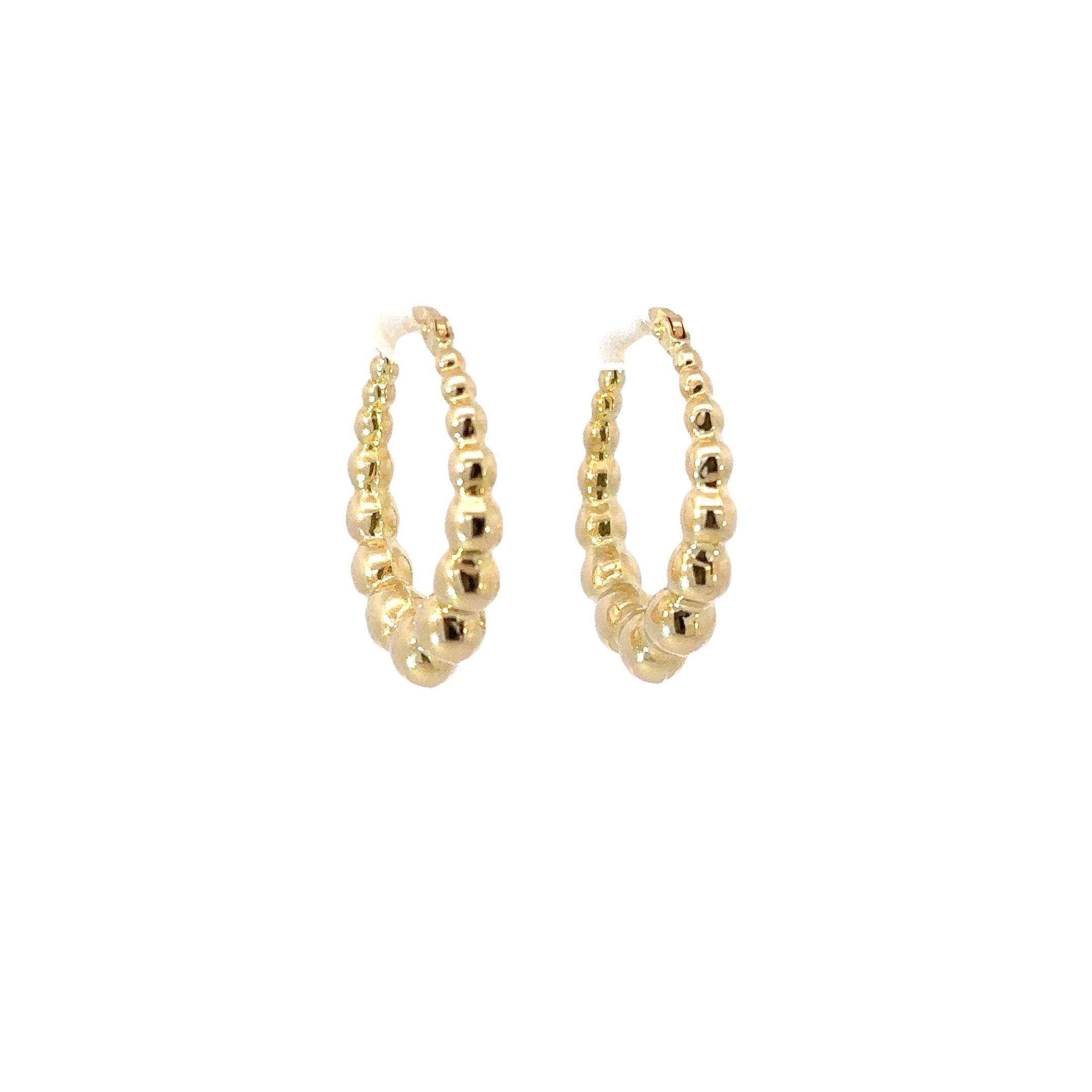 14K Yellow Gold Graduated Scalloped Hoop Earrings
