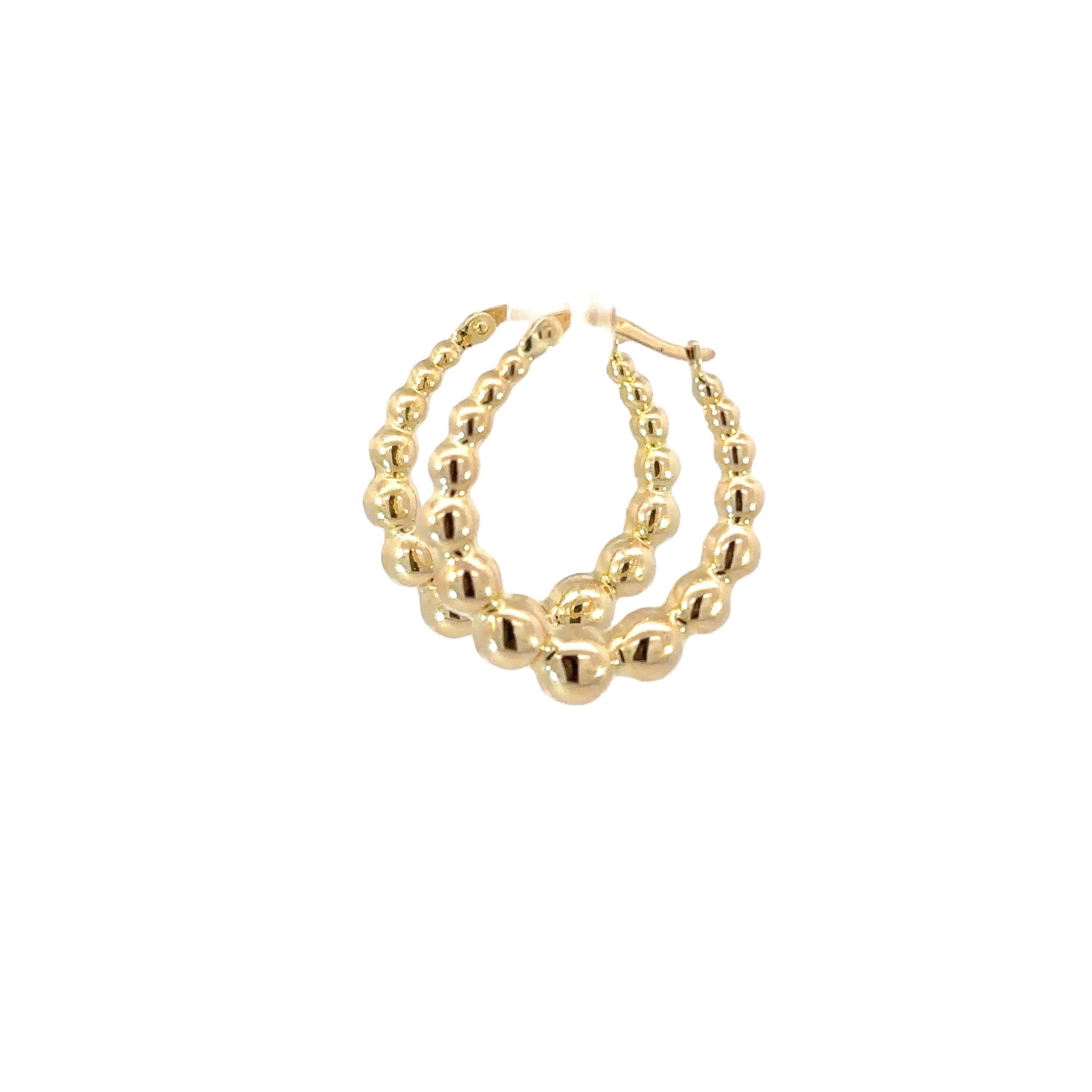 14K Yellow Gold Graduated Scalloped Hoop Earrings