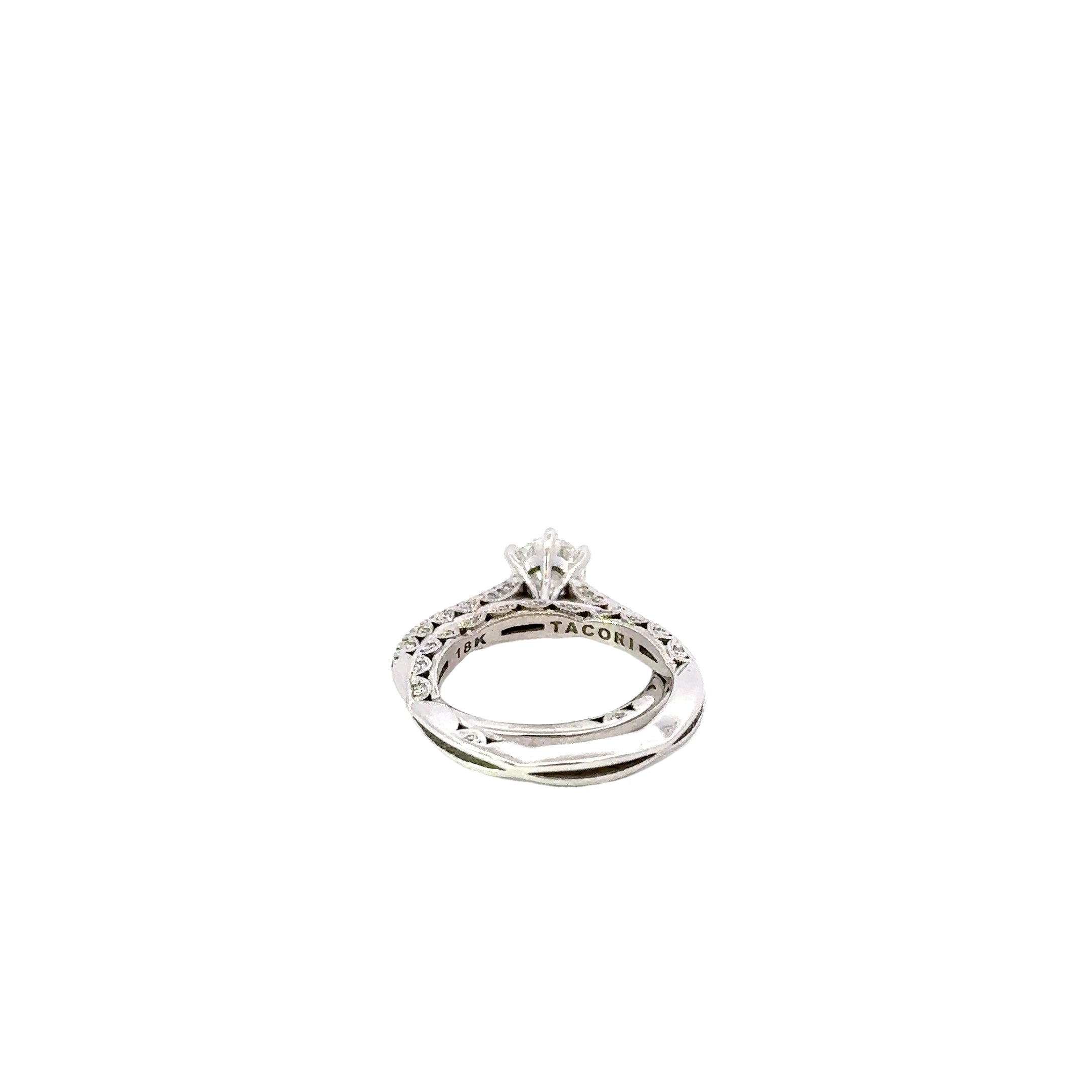 Estate Tacori 18K White Gold Diamond Wedding Set 0.90 Carat H/VS