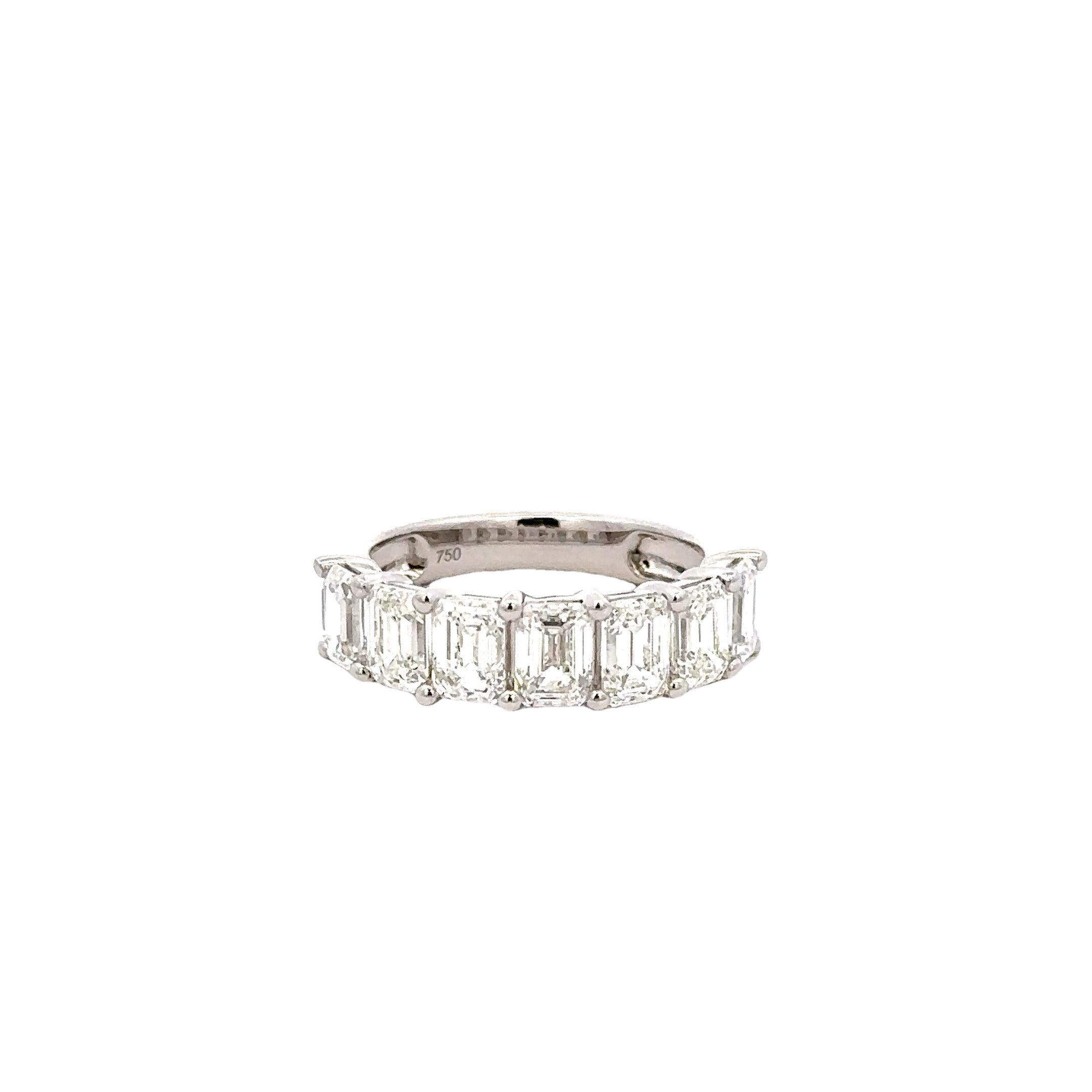 18K White Gold Emerald Cut Diamond Band Ring 3.60 Carat Total