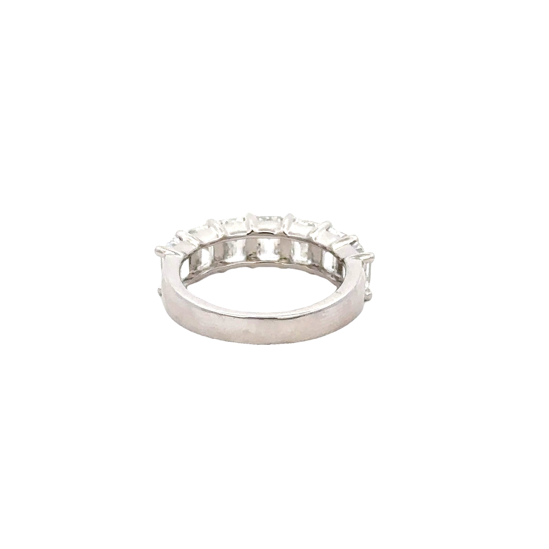 18K White Gold Emerald Cut Diamond Band Ring 3.60 Carat Total