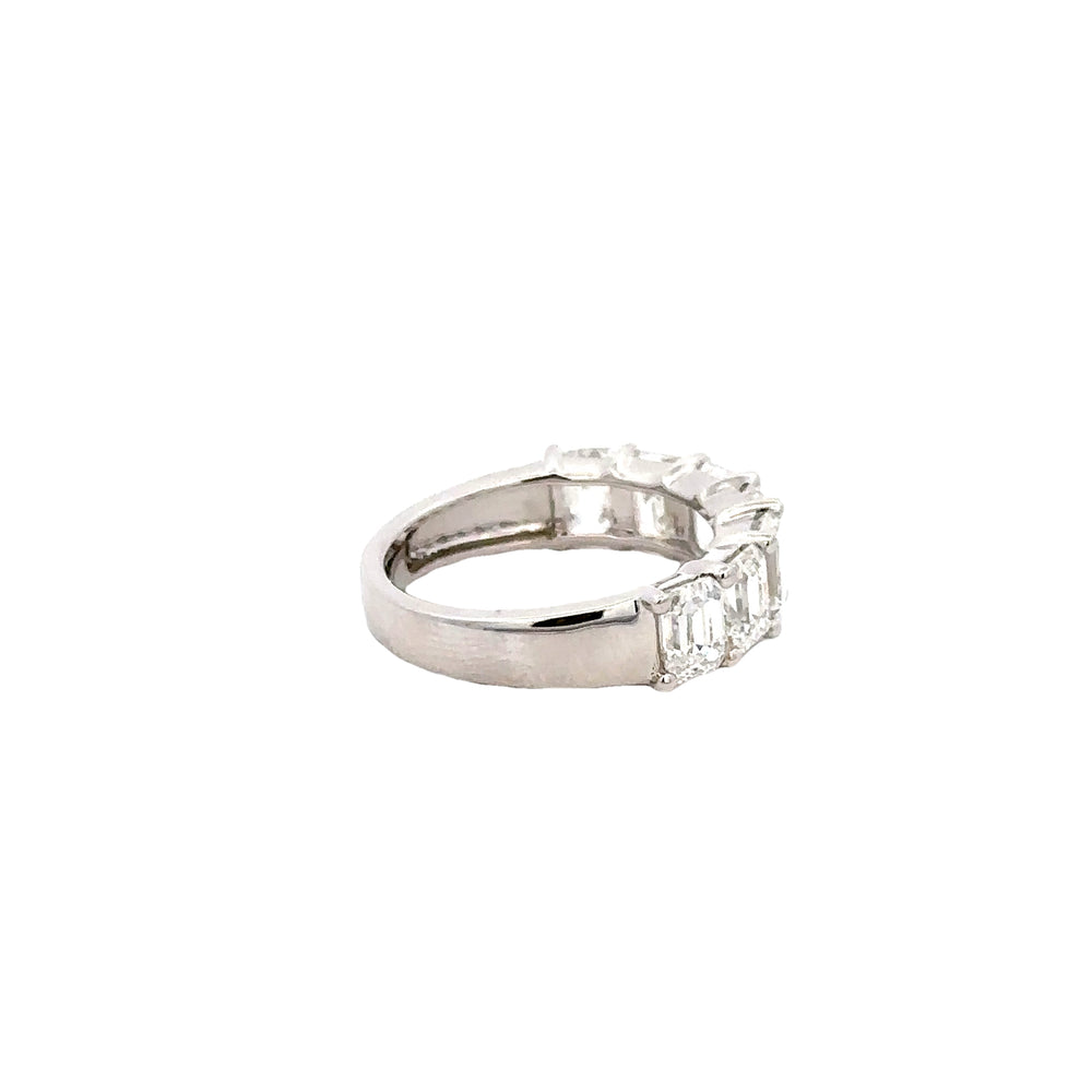 18K White Gold Emerald Cut Diamond Band Ring 3.60 Carat Total