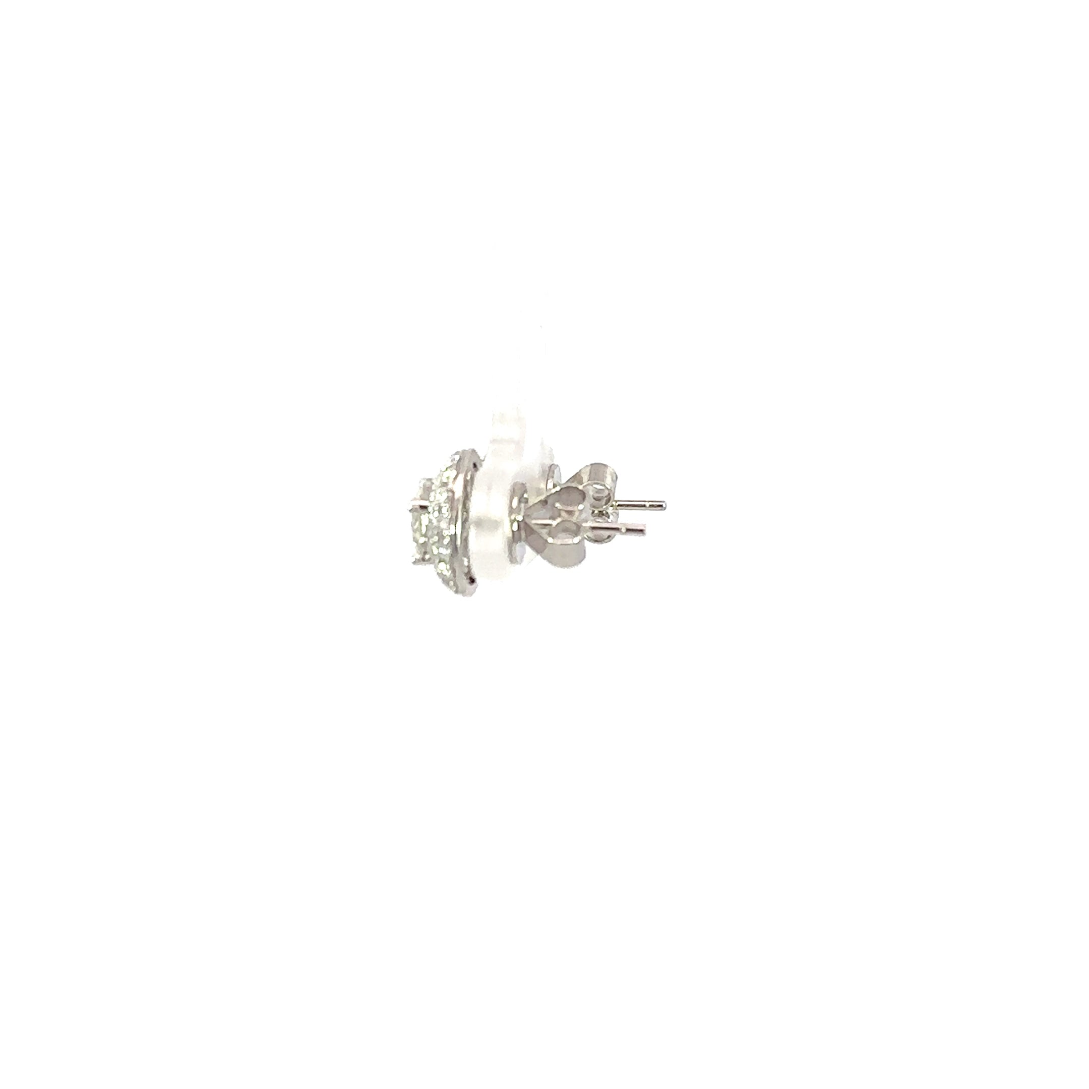 18K White Gold Double Halo Diamond Stud Earrings 1.60 Carat Total