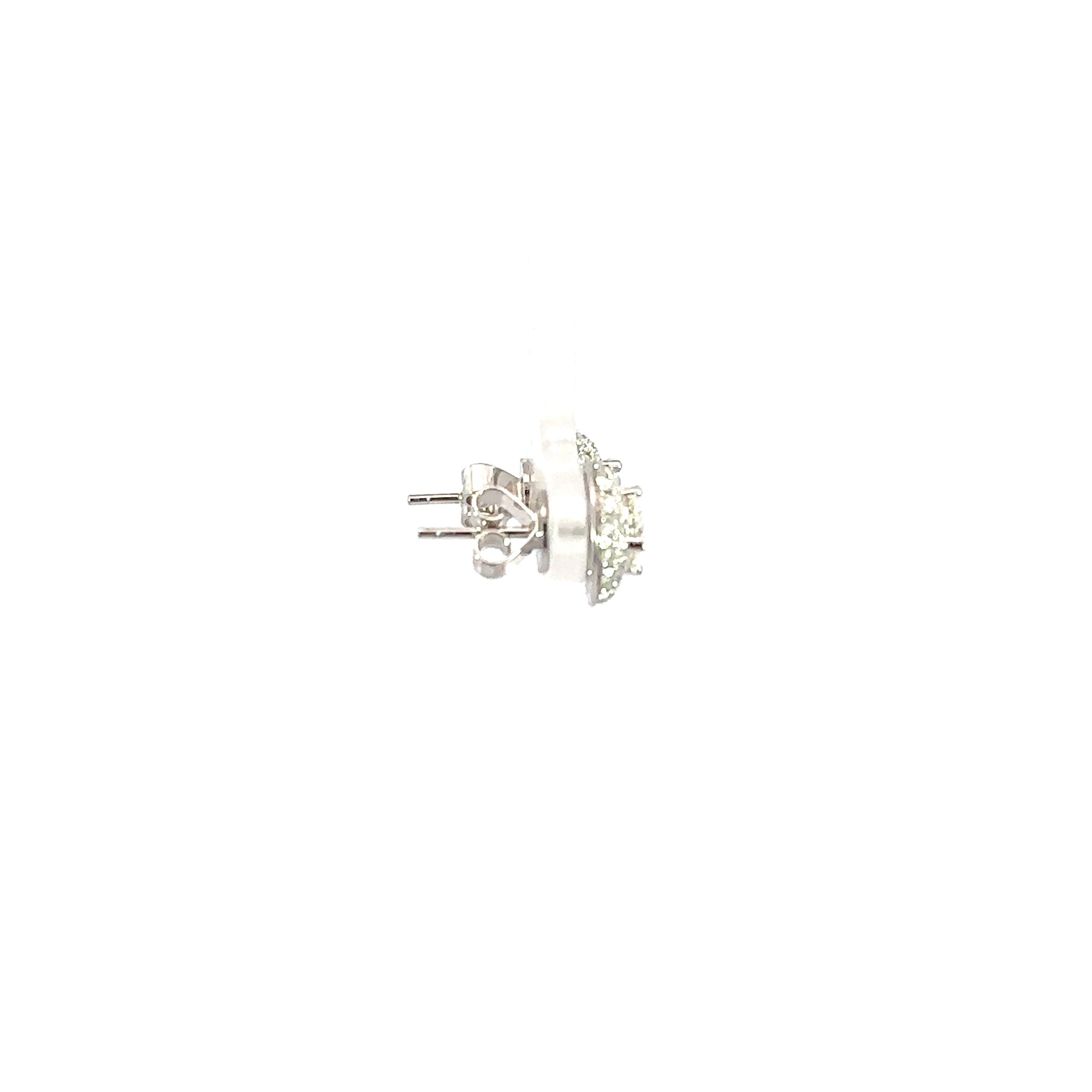 18K White Gold Double Halo Diamond Stud Earrings 1.60 Carat Total