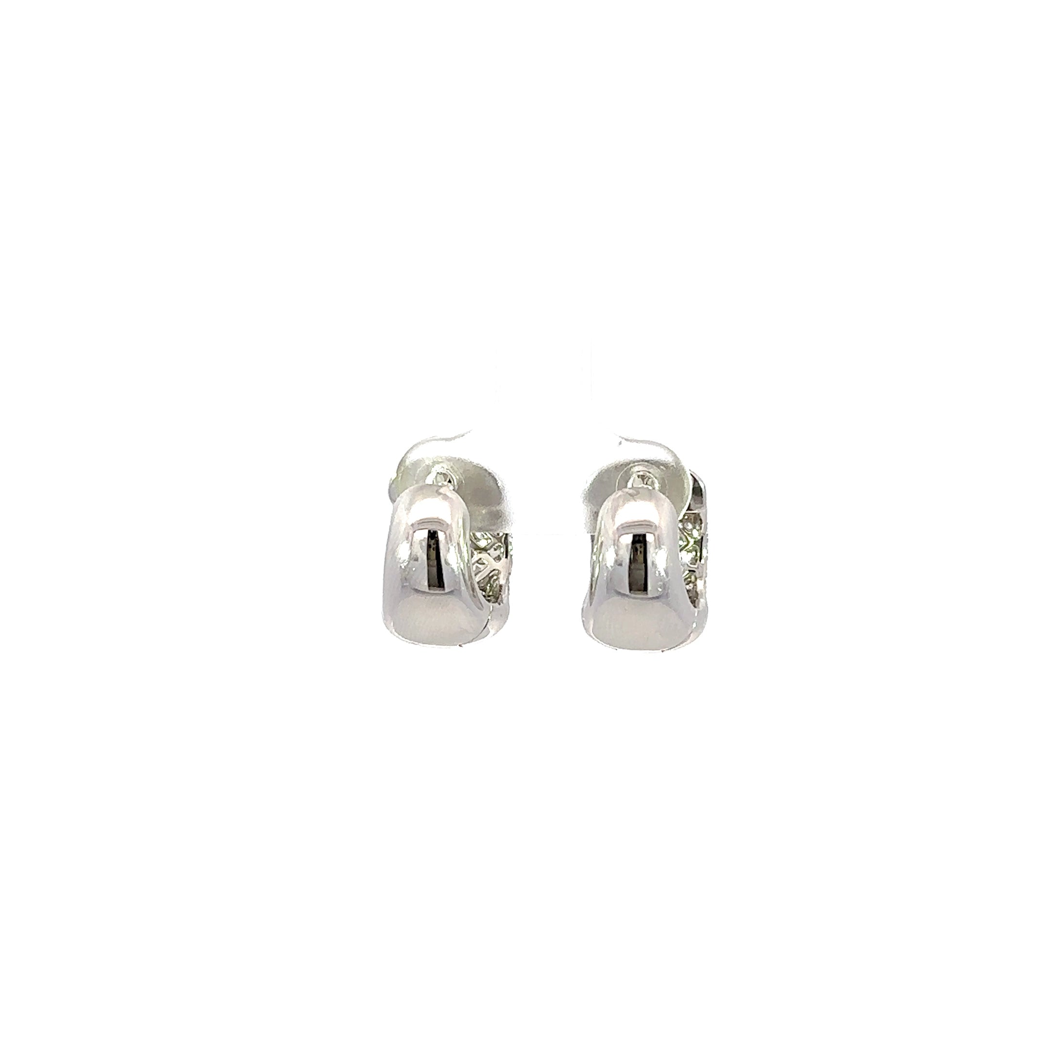 18K White Gold 7-Row Diamond Huggie Earrings 2.80 Carat Total