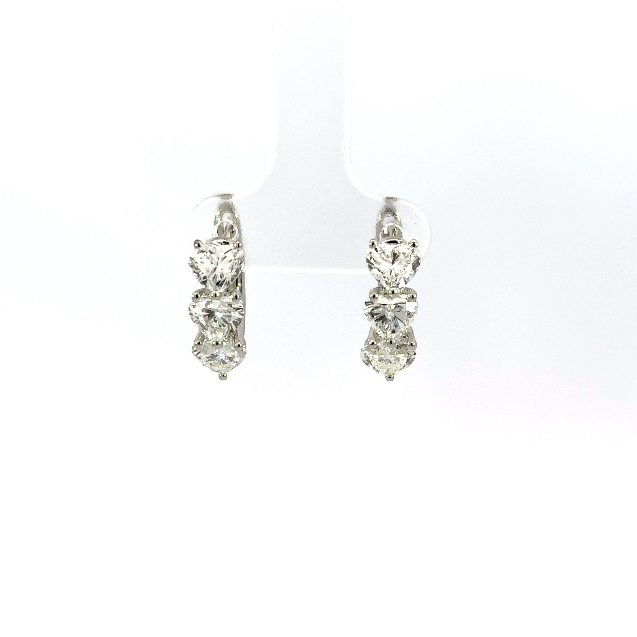 18K White Gold Diamond Huggies 3.00 Carats – Statement Diamond Hoop Earrings