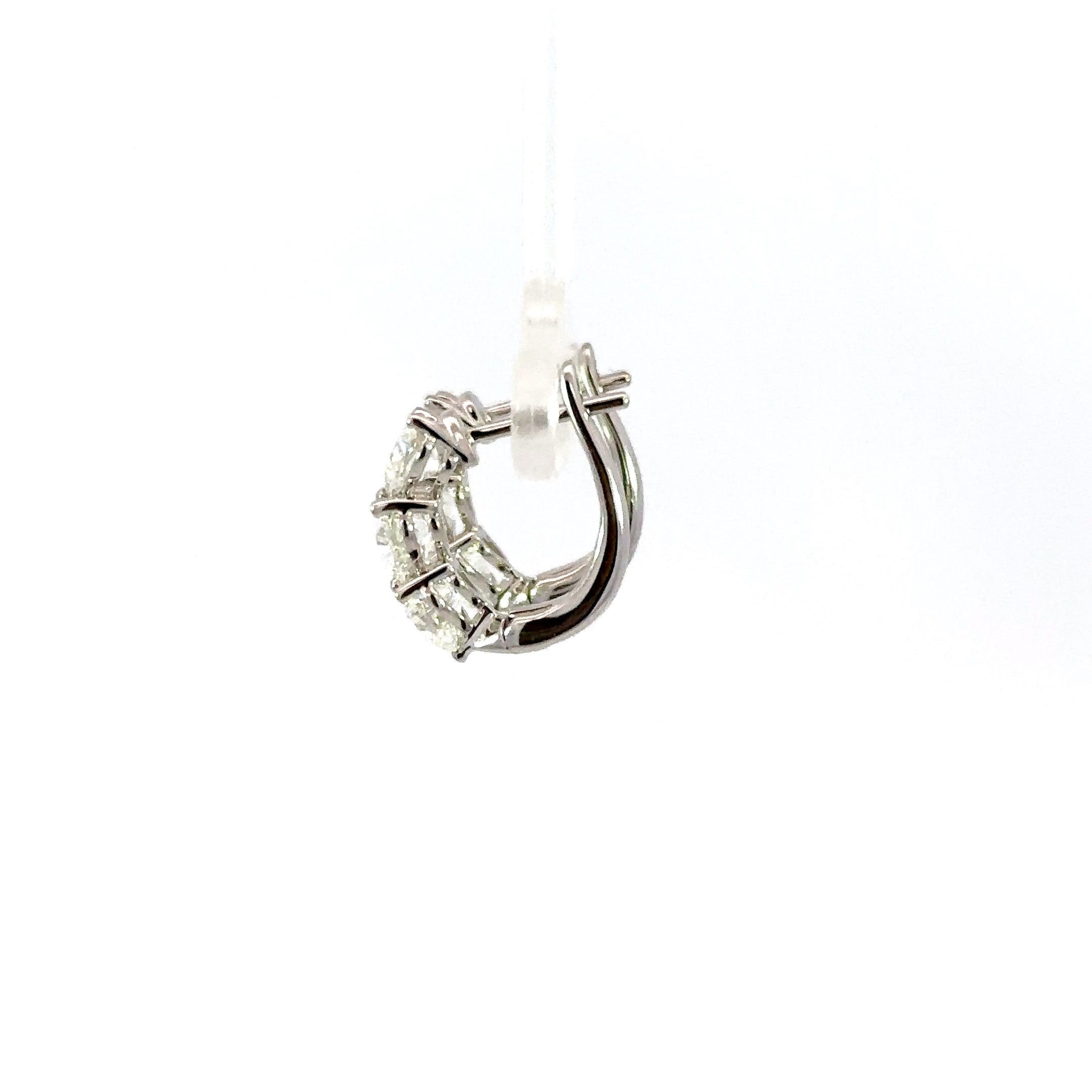 18K White Gold Diamond Huggies 3.00 Carats – Statement Diamond Hoop Earrings