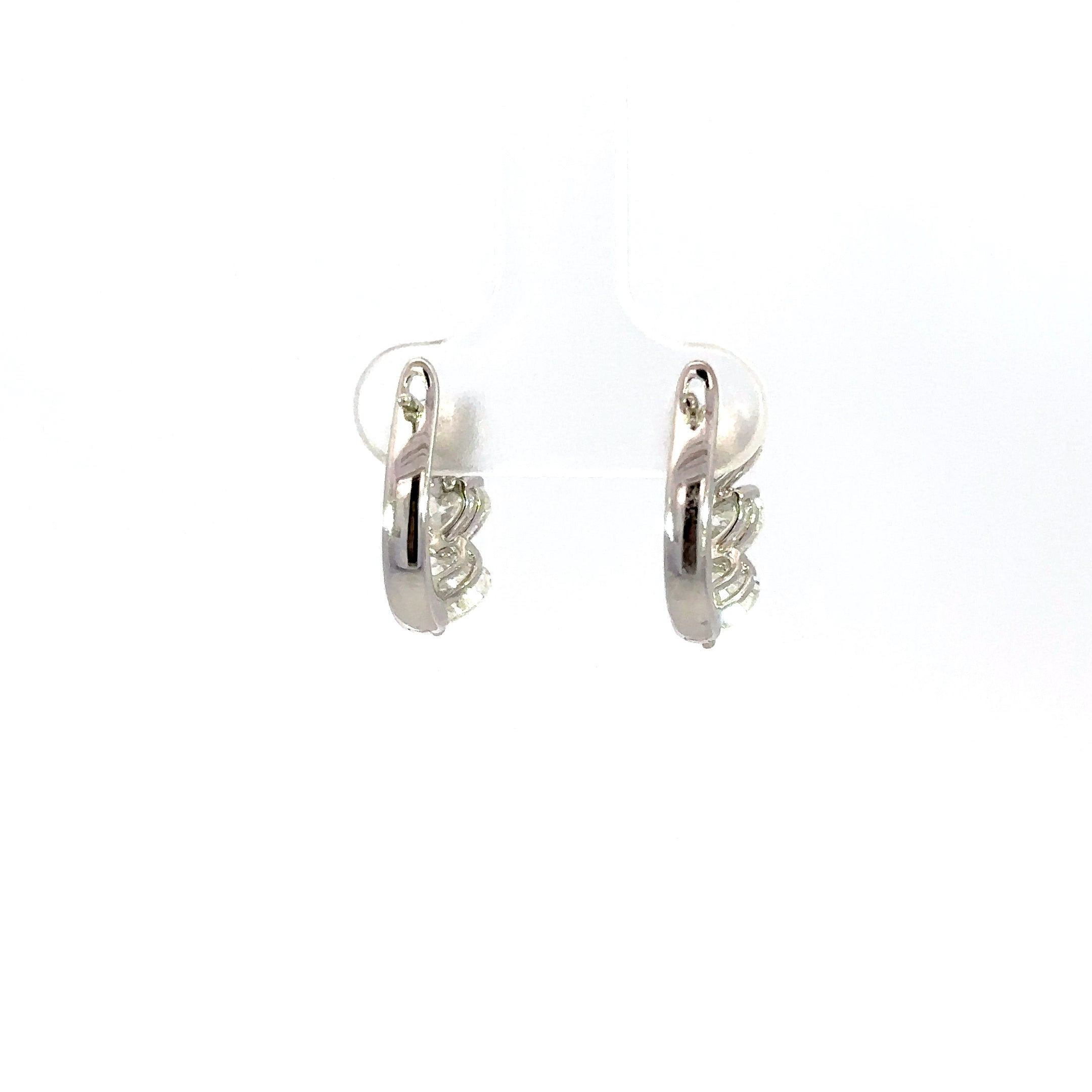 18K White Gold Diamond Huggies 3.00 Carats – Statement Diamond Hoop Earrings