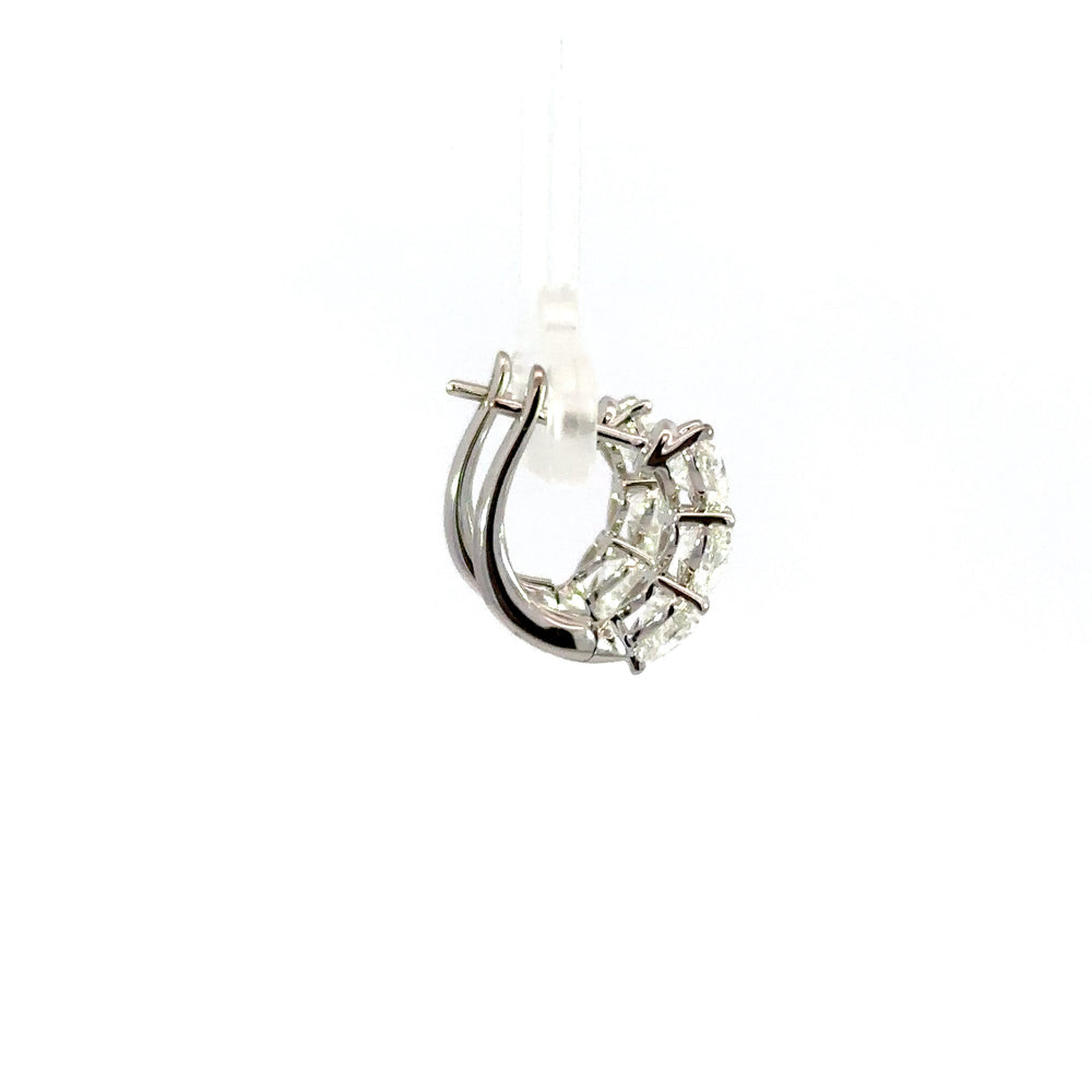 18K White Gold Diamond Huggies 3.00 Carats – Statement Diamond Hoop Earrings